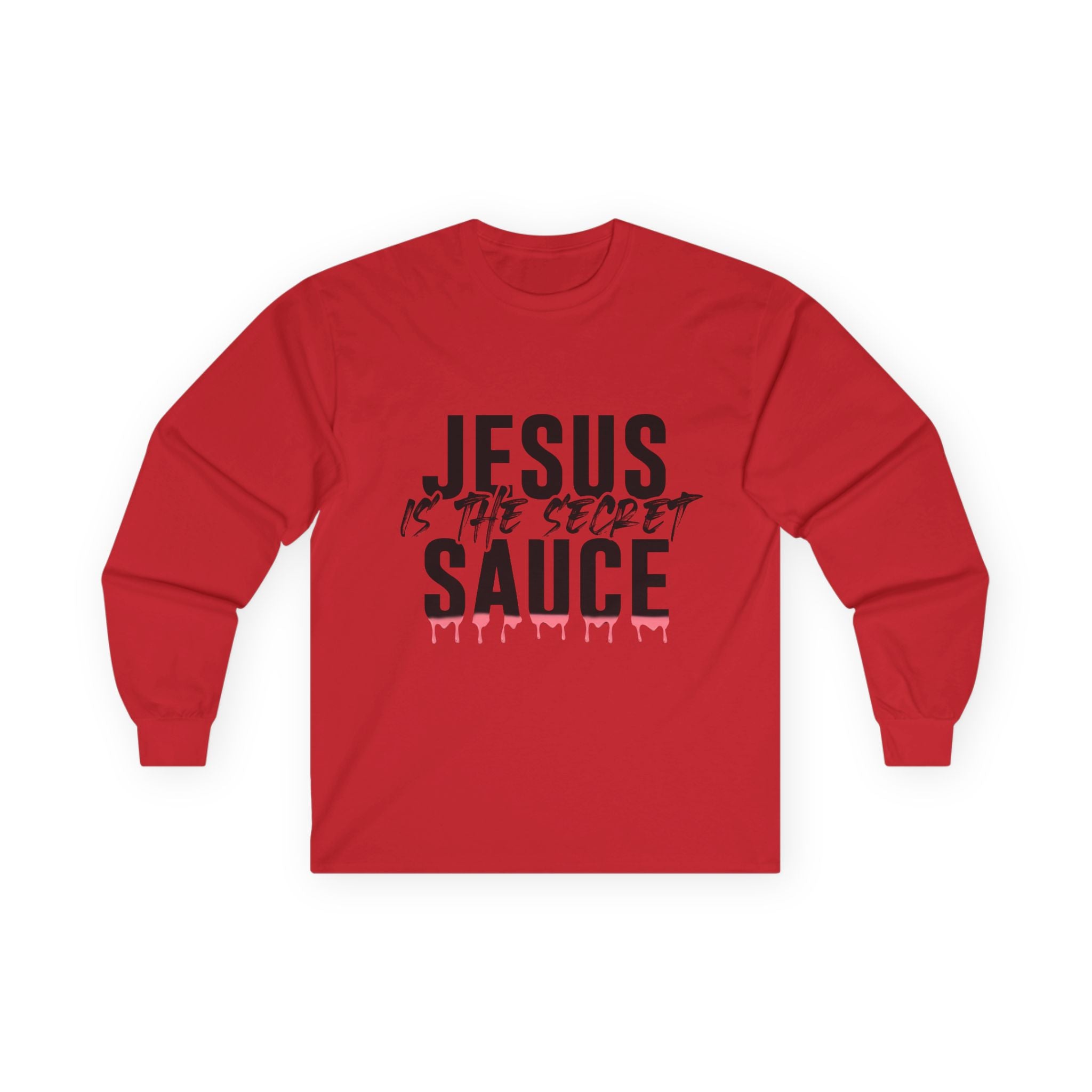 Long Sleeve Tee — "Jesus Is The Secret Sauce" Christian Graphic Shirt