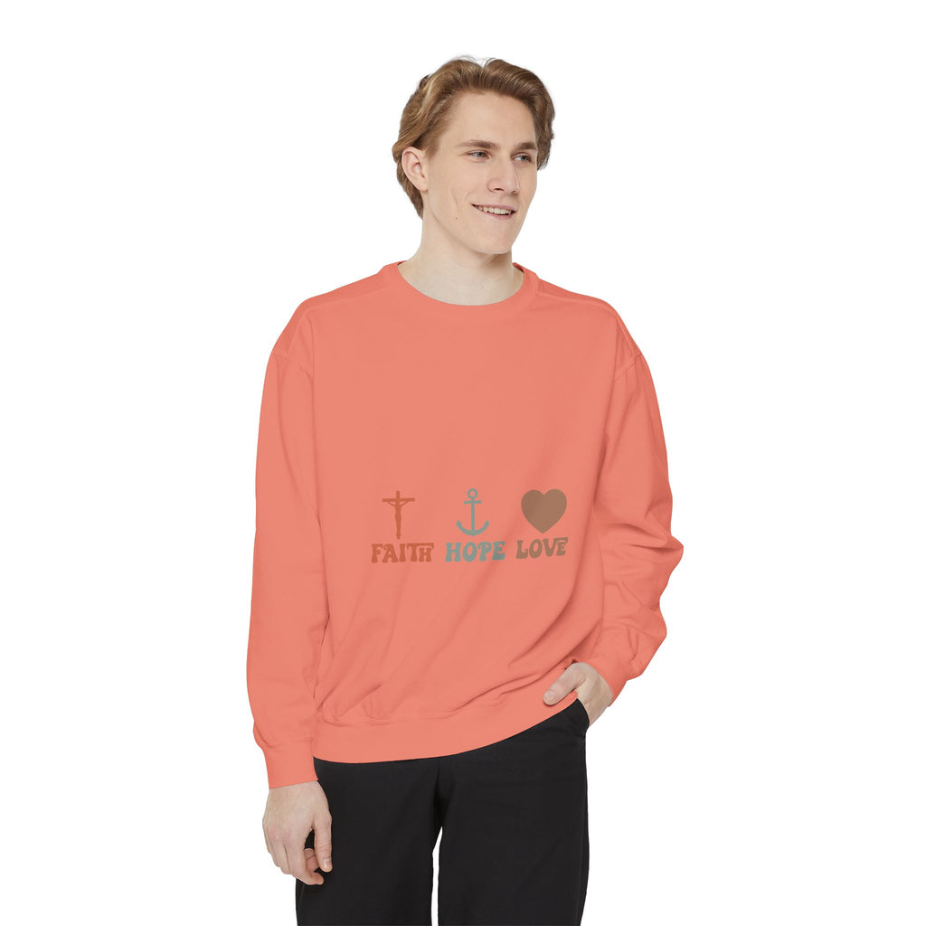 Faith Hope Love Sweatshirt — Christian Anchor Cross Heart Crewneck
