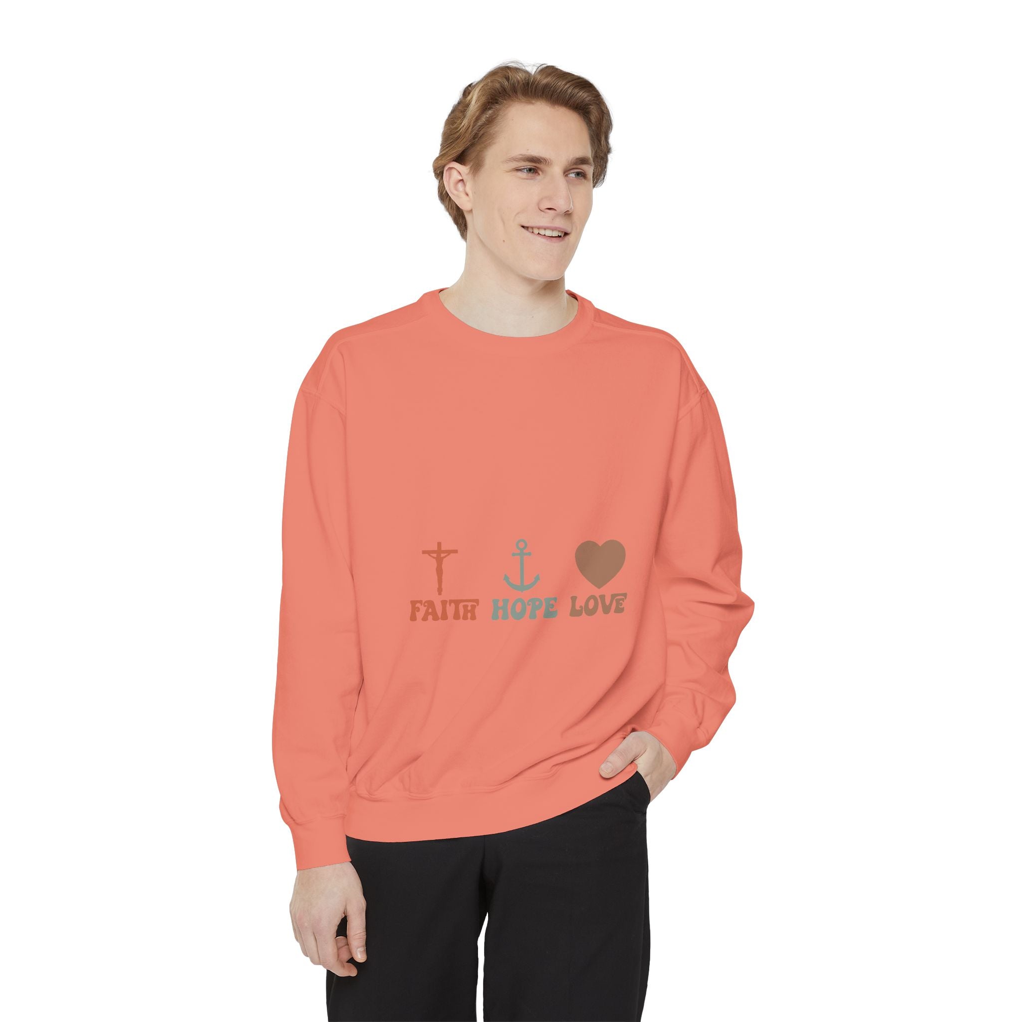 Faith Hope Love Sweatshirt — Christian Anchor Cross Heart Crewneck