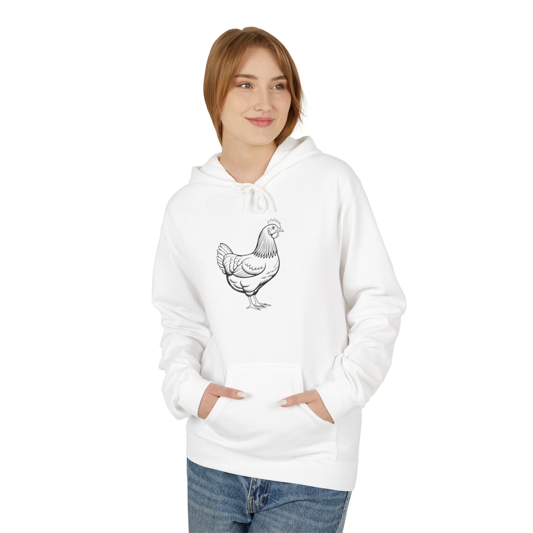 Chicken Line Art Hoodie — Minimal Farmhouse Poultry Graphic