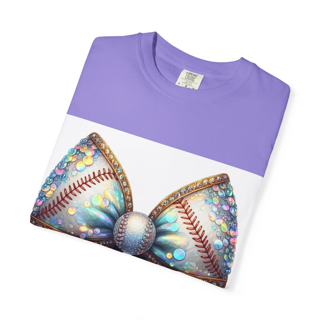 Sequin Bow Graphic T-Shirt — Shimmering Ribbon Art Tee