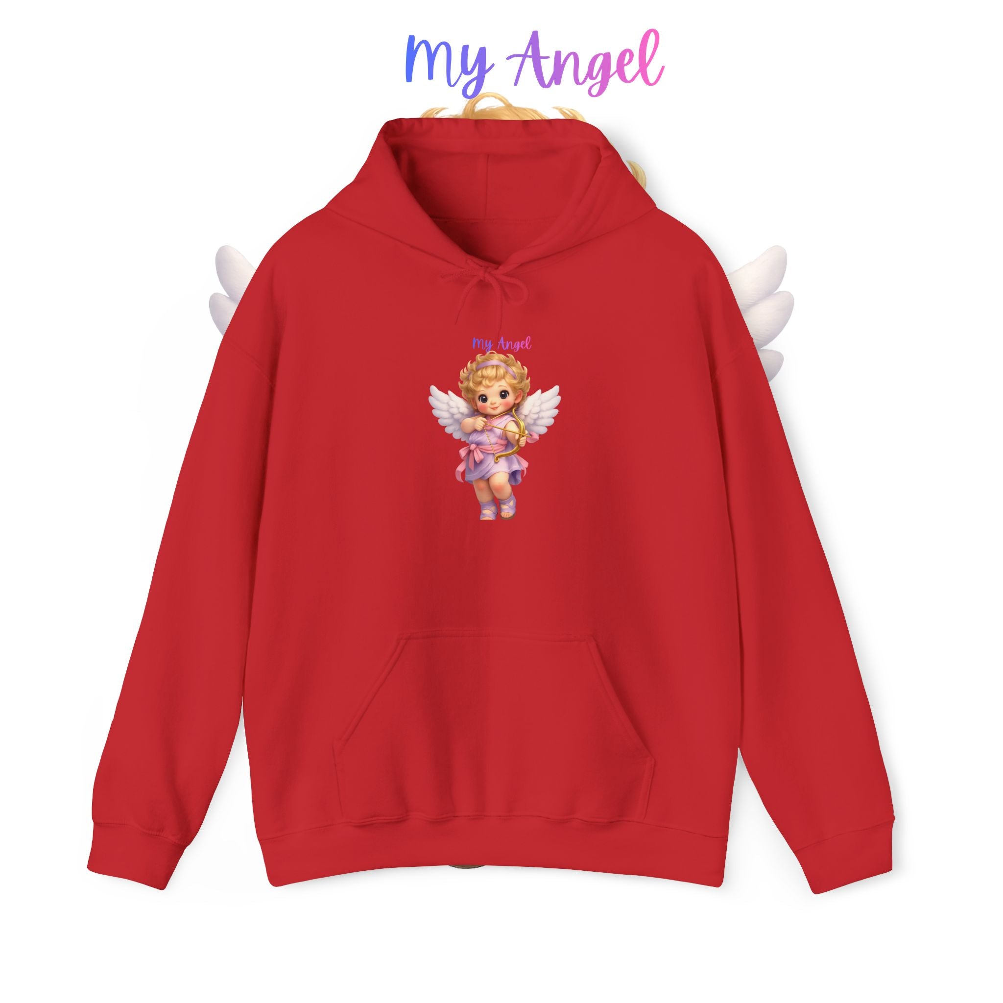 Angel Cherub Hoodie — 'Pray Hard' Cute Vintage Baby Angel Pullover