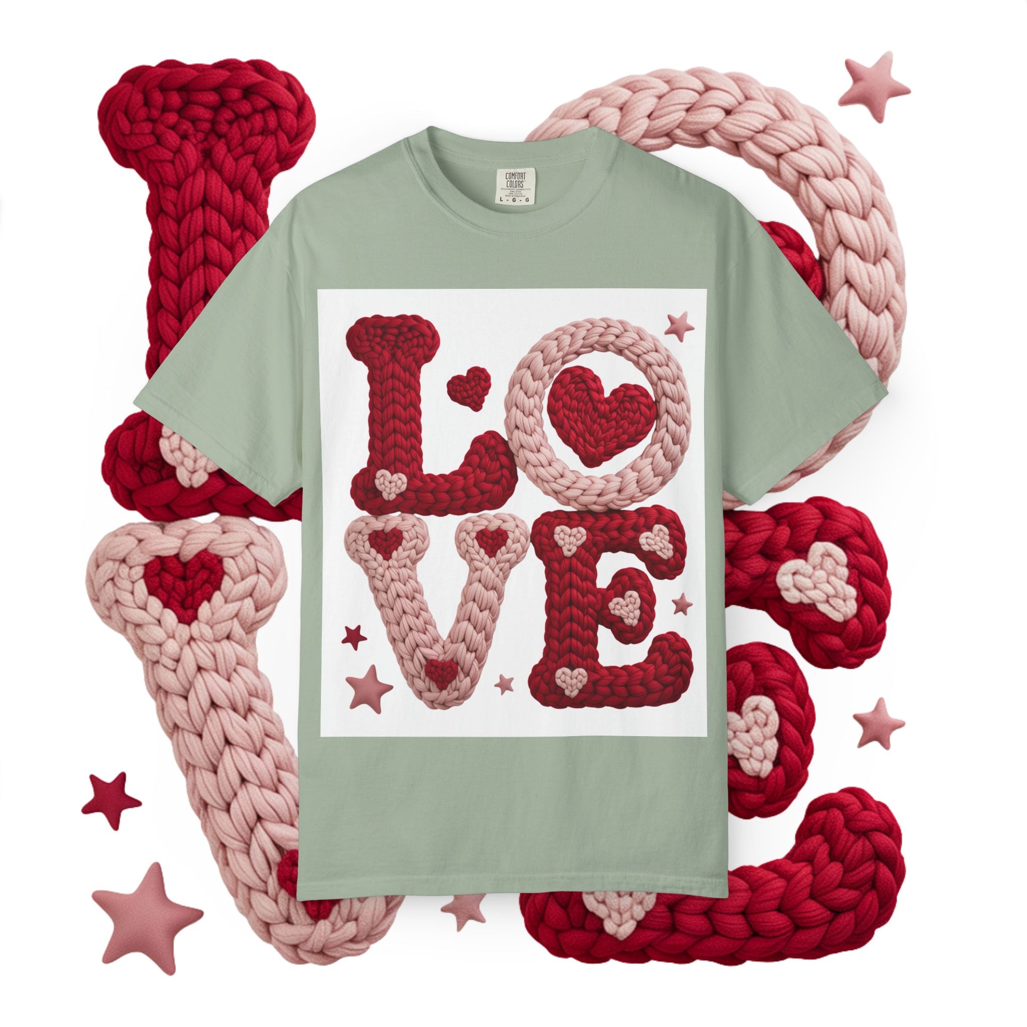 Love Knit Graphic T-Shirt — Valentine’s Day Heart Design