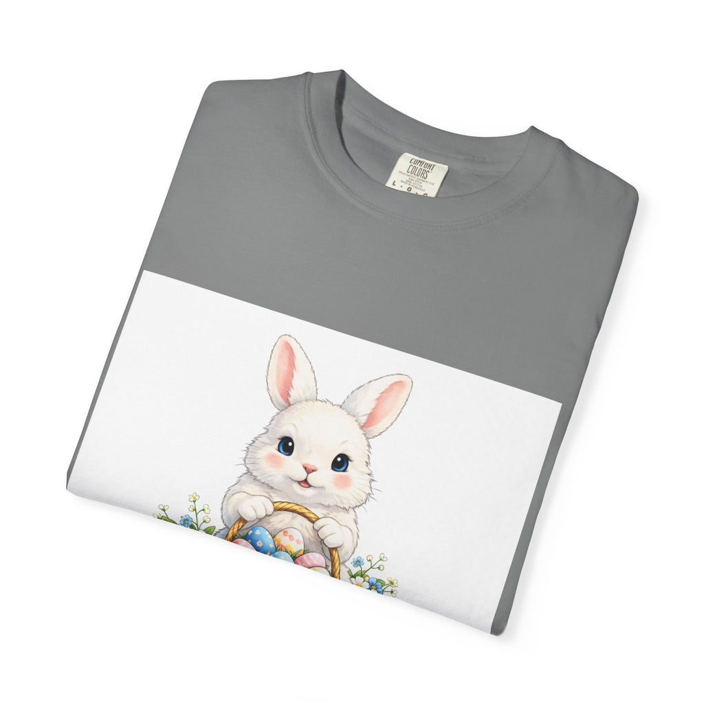 Easter Bunny T-Shirt — "Happy Easter" Cute Bunny with Egg Basket
