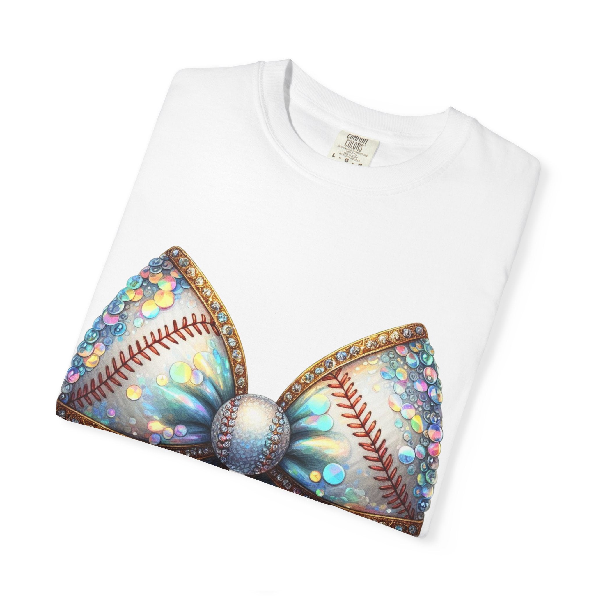 Sequin Bow Graphic T-Shirt — Shimmering Ribbon Art Tee