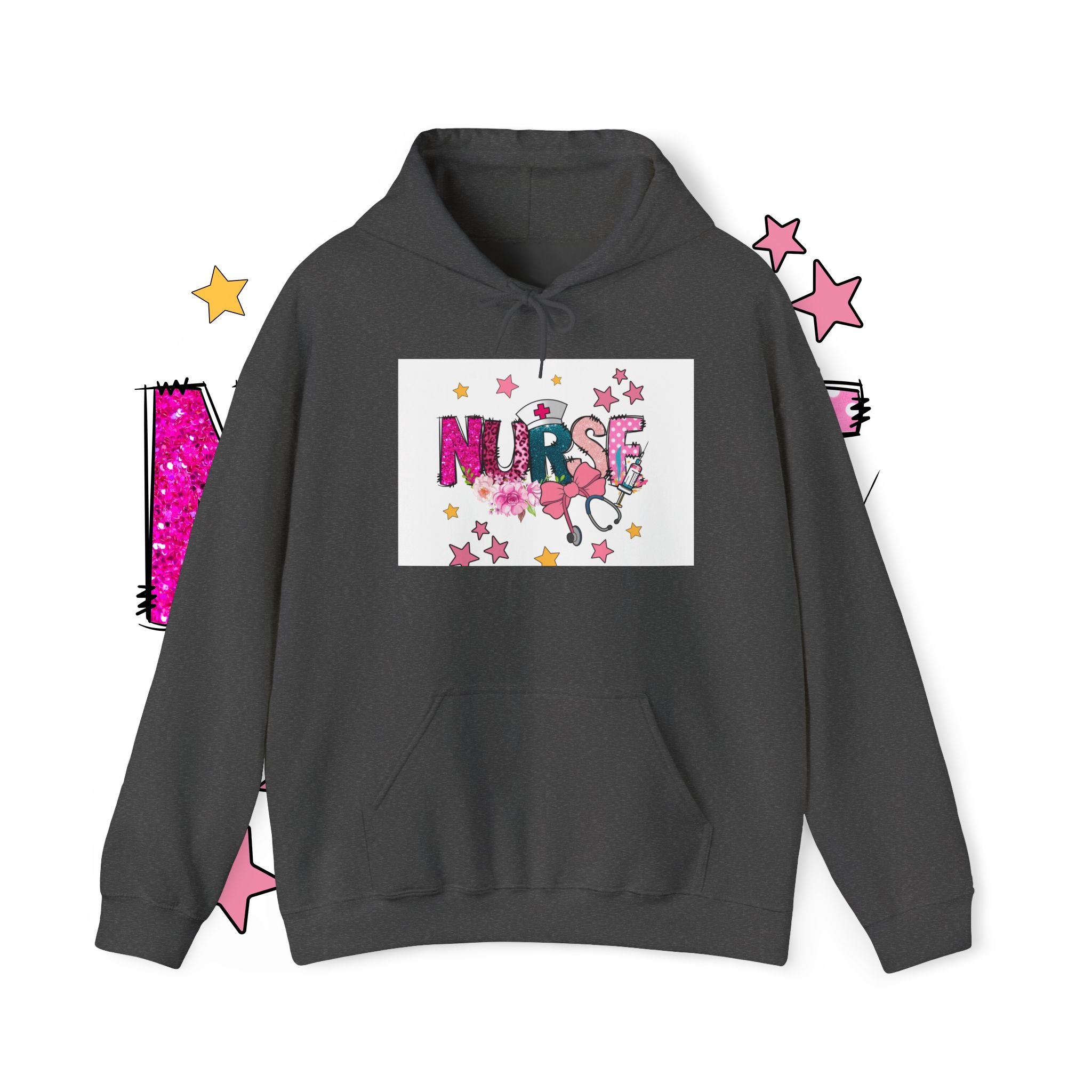 Nurse Stethoscope Stars Hoodie — Cute Floral Nursing Appreciation Gift