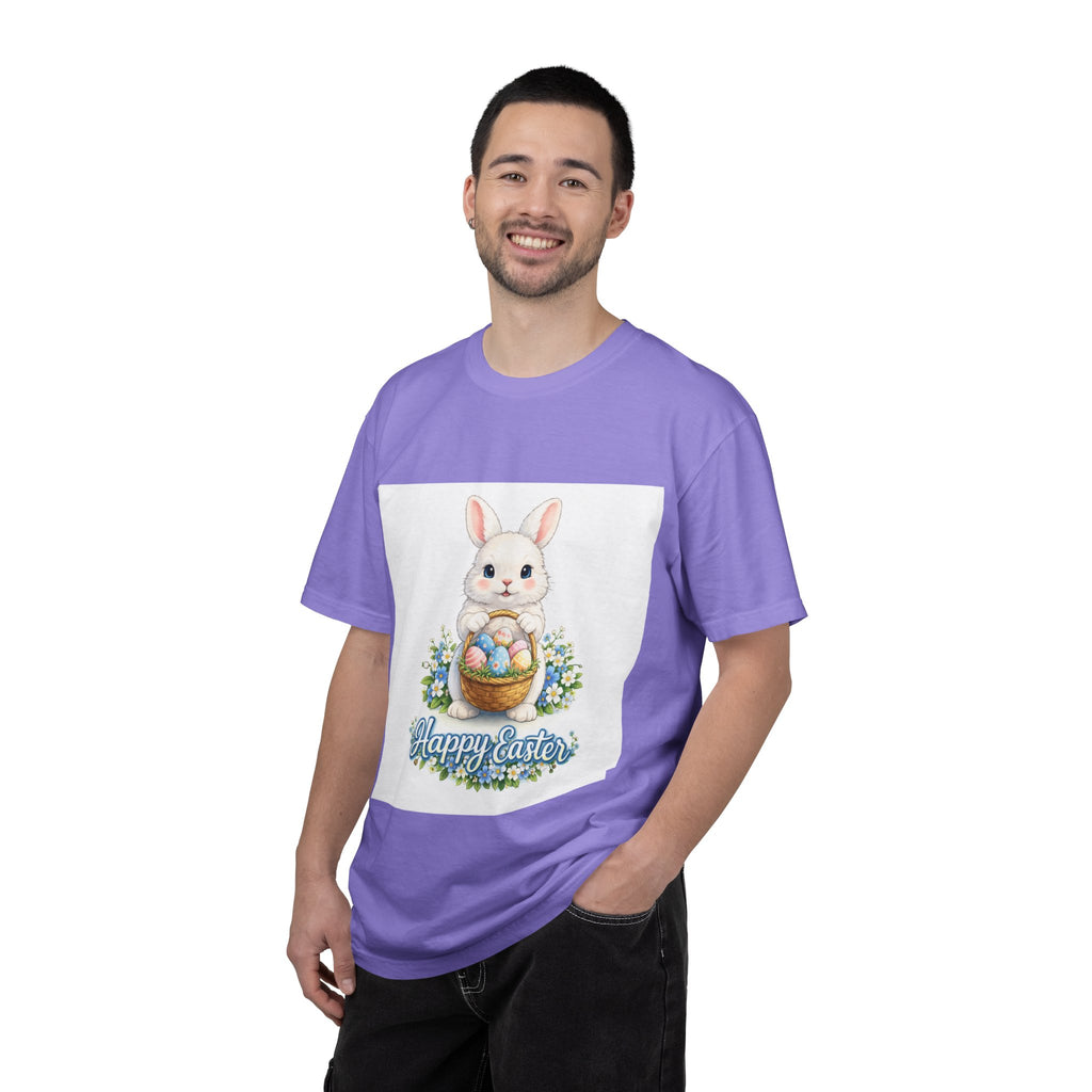 Easter Bunny T-Shirt — "Happy Easter" Cute Bunny with Egg Basket