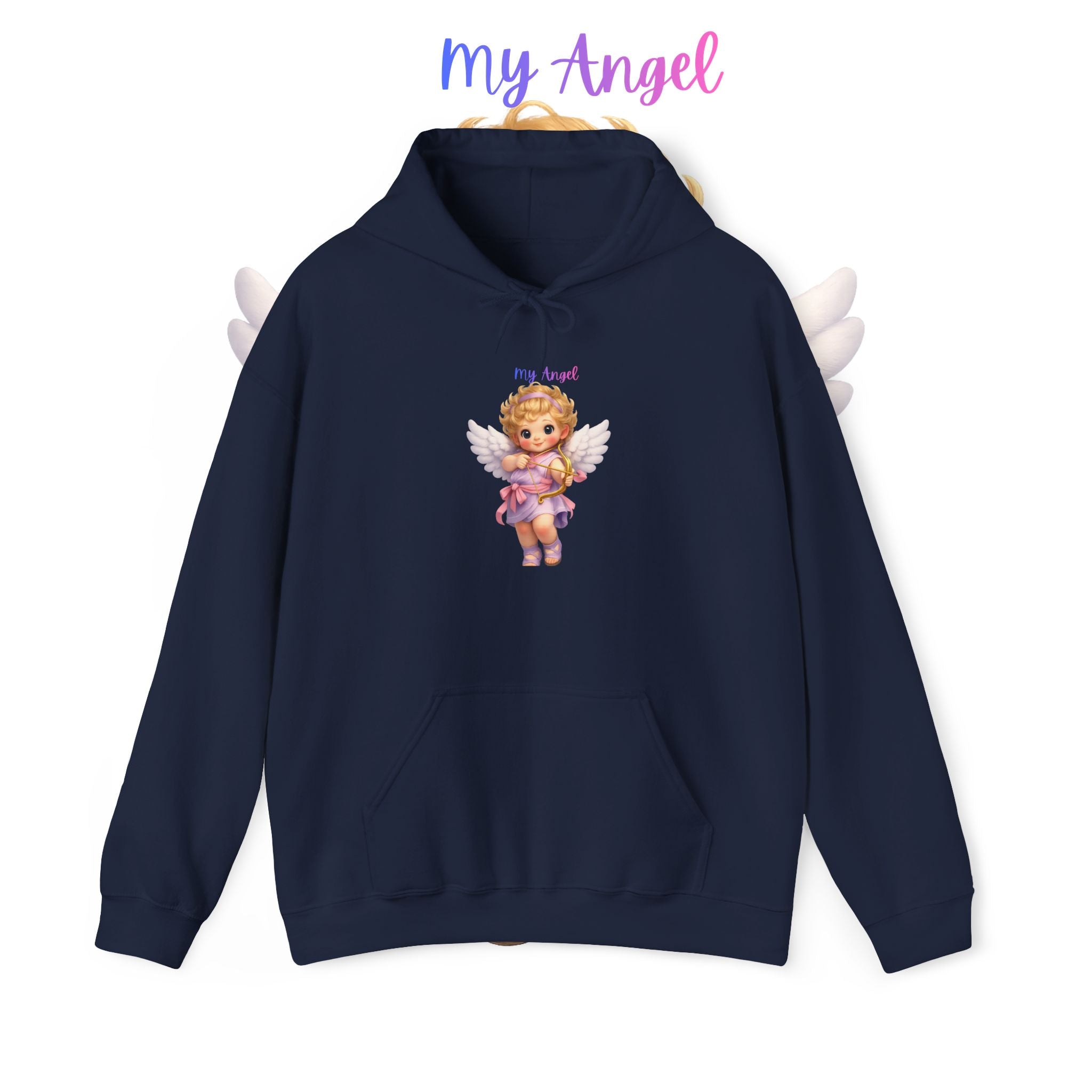 Angel Cherub Hoodie — 'Pray Hard' Cute Vintage Baby Angel Pullover