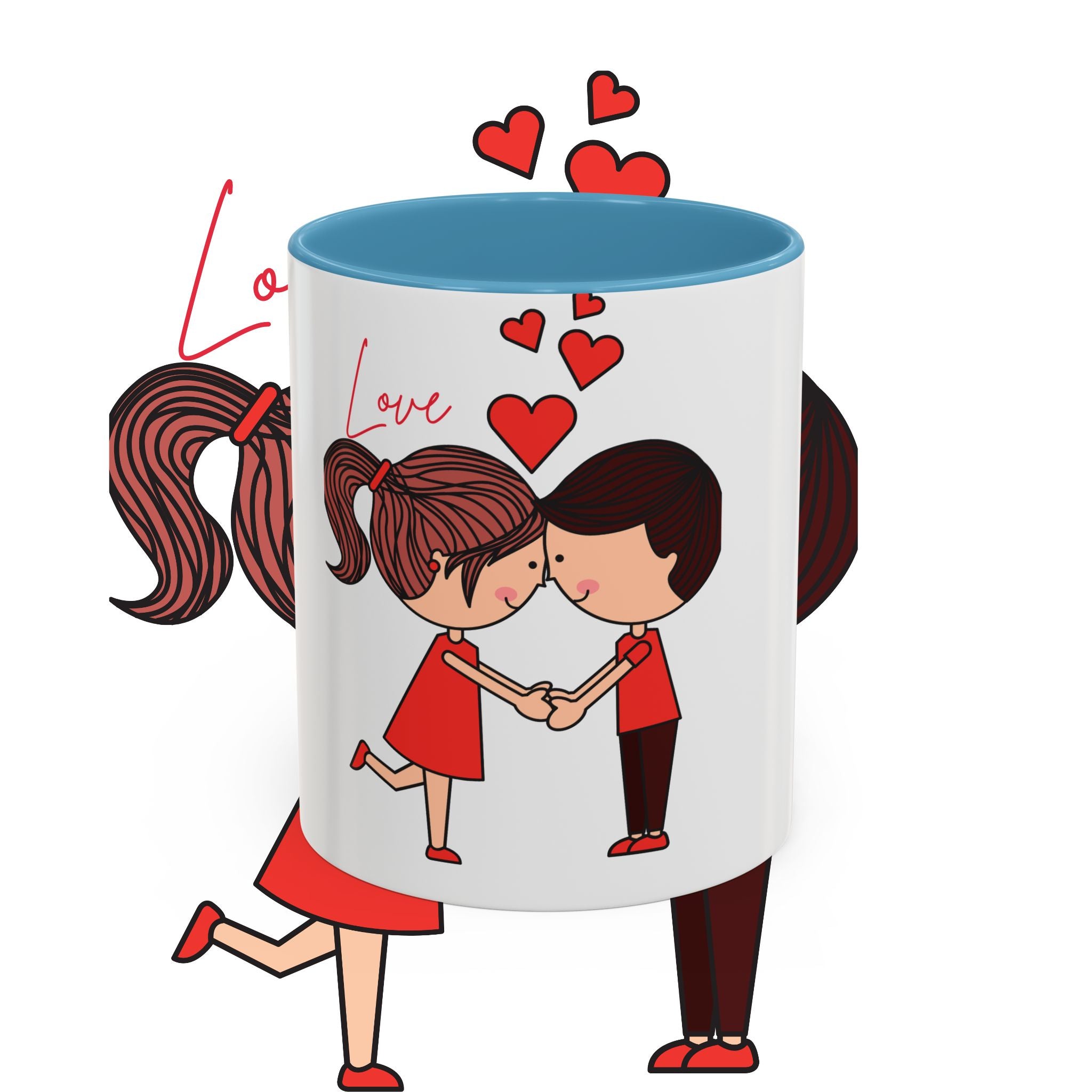 Love Couple Accent Coffee Mug — Cute Romantic Cartoon Mug (11/15oz)