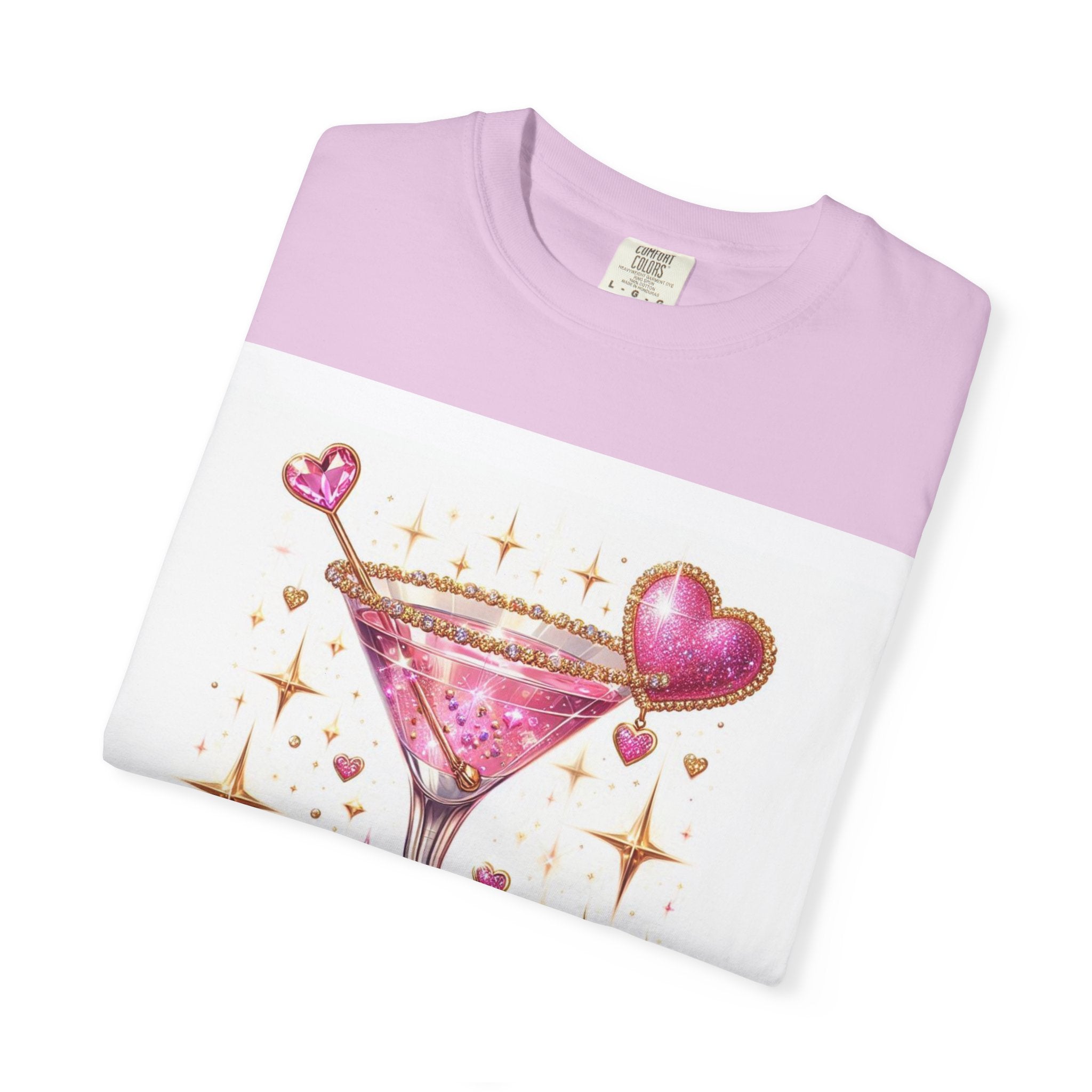 Sparkling Pink Martini T-Shirt — Glitter Cocktail Graphic Tee