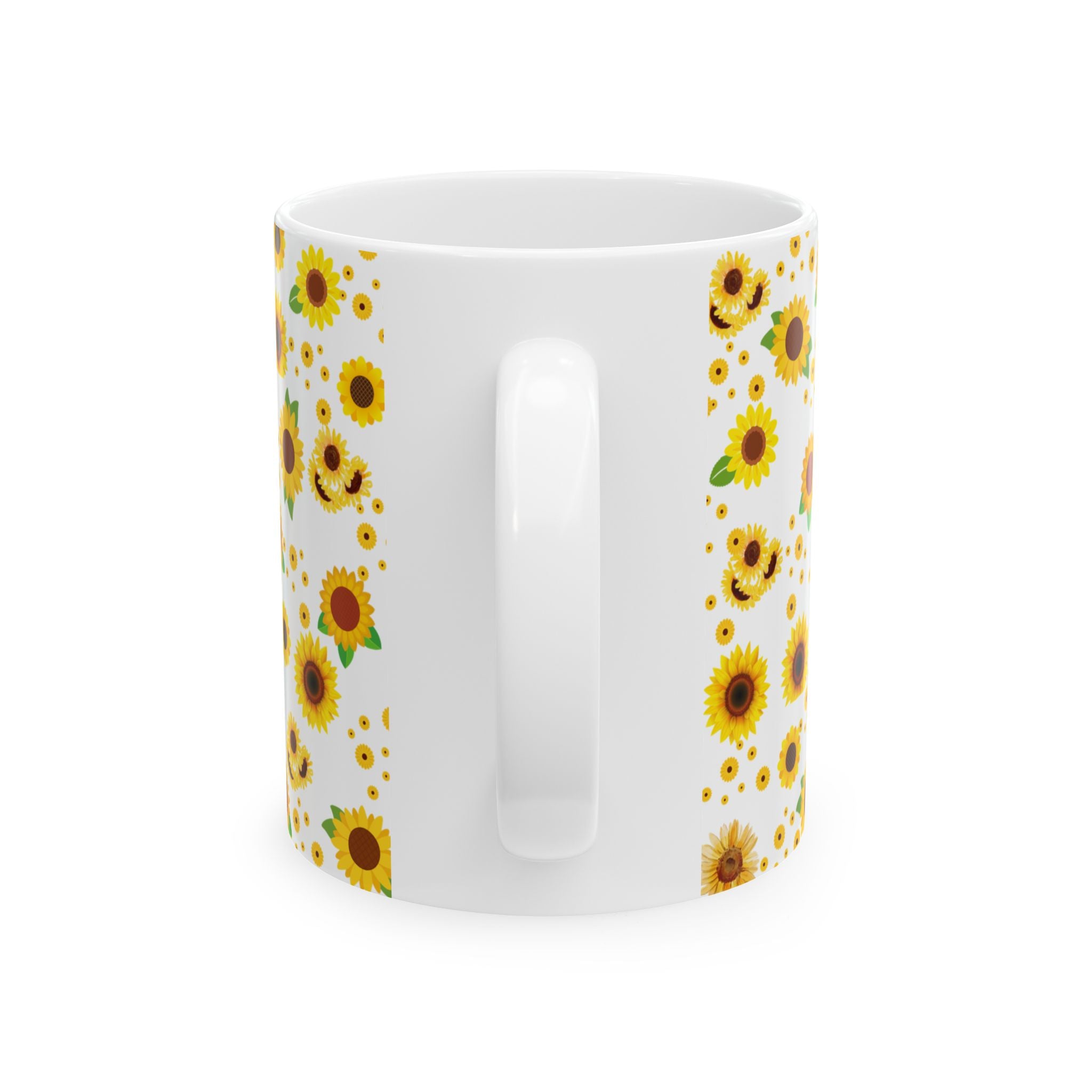 Sunflower Pattern Ceramic Mug — Bright Floral 11oz & 15oz Coffee Cup