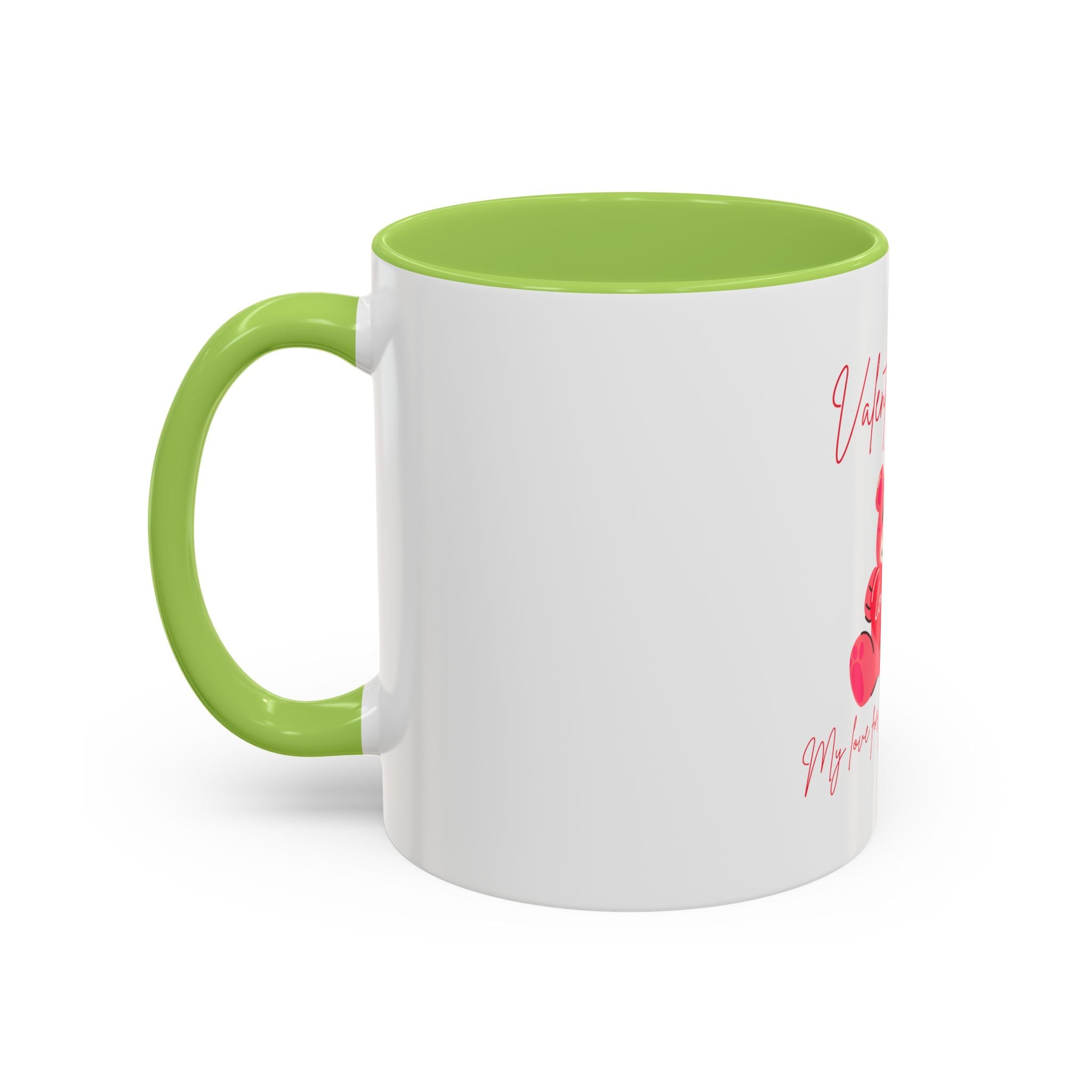 Valentine's Day Teddy Bear Accent Coffee Mug — 'My love for you will never die'