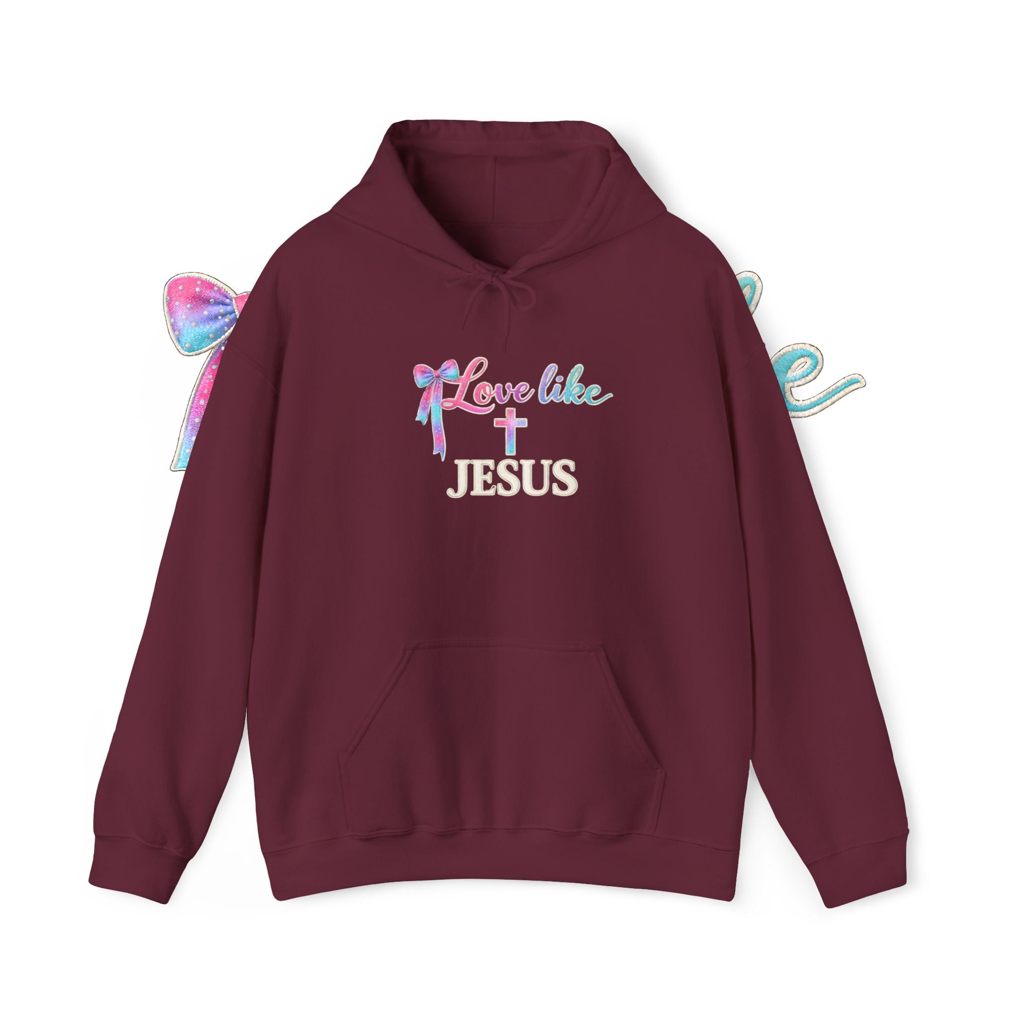 Love Like Jesus Hoodie — Faith-Based Christian Pullover with Cross Design
