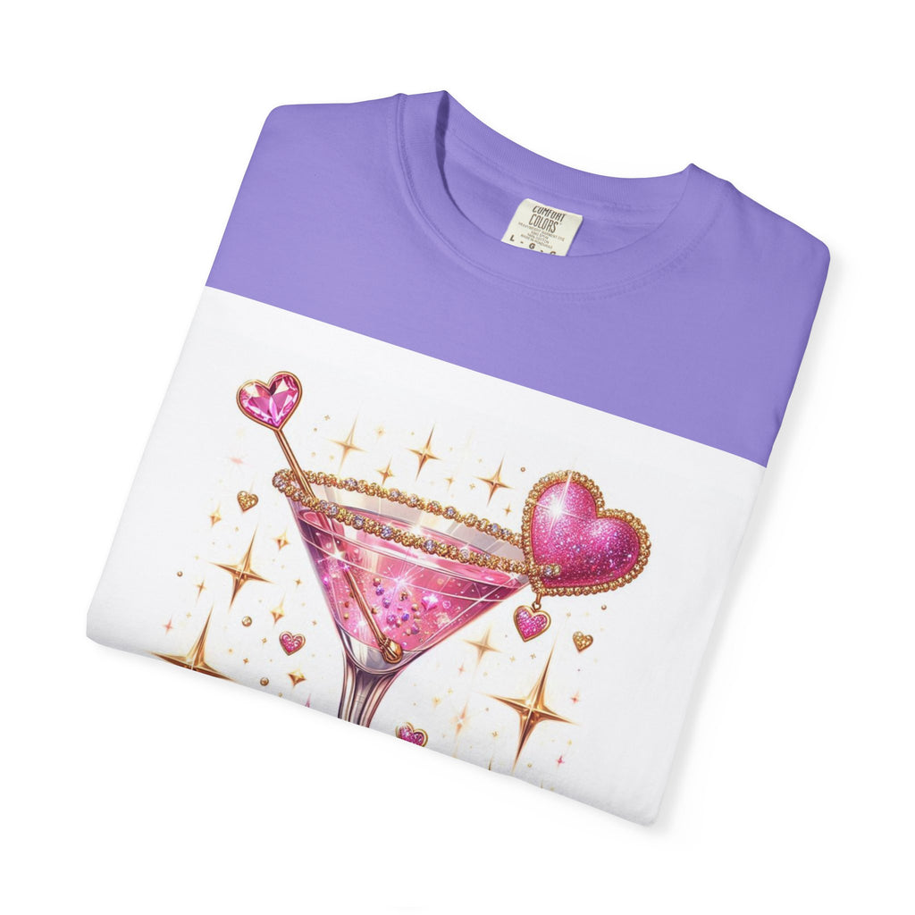 Sparkling Pink Martini T-Shirt — Glitter Cocktail Graphic Tee