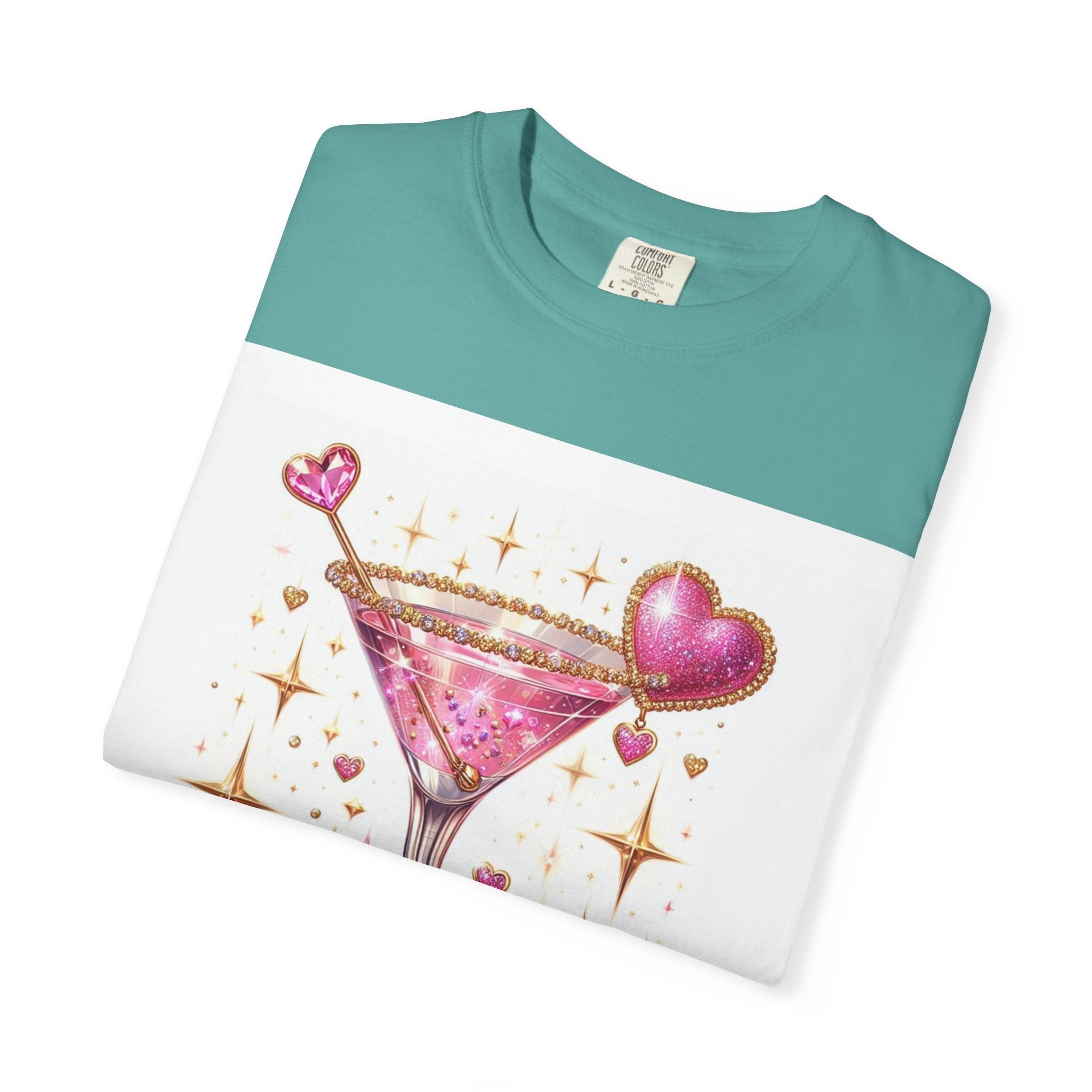 Sparkling Pink Martini T-Shirt — Glitter Cocktail Graphic Tee