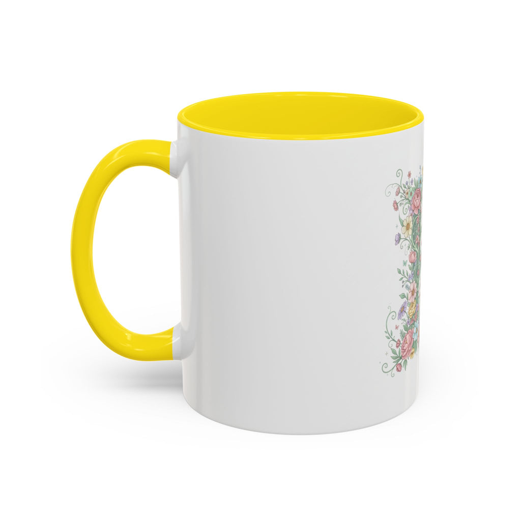 Floral Monogram 'K' Accent Coffee Mug — Elegant Initial Gift (11oz, 15oz)
