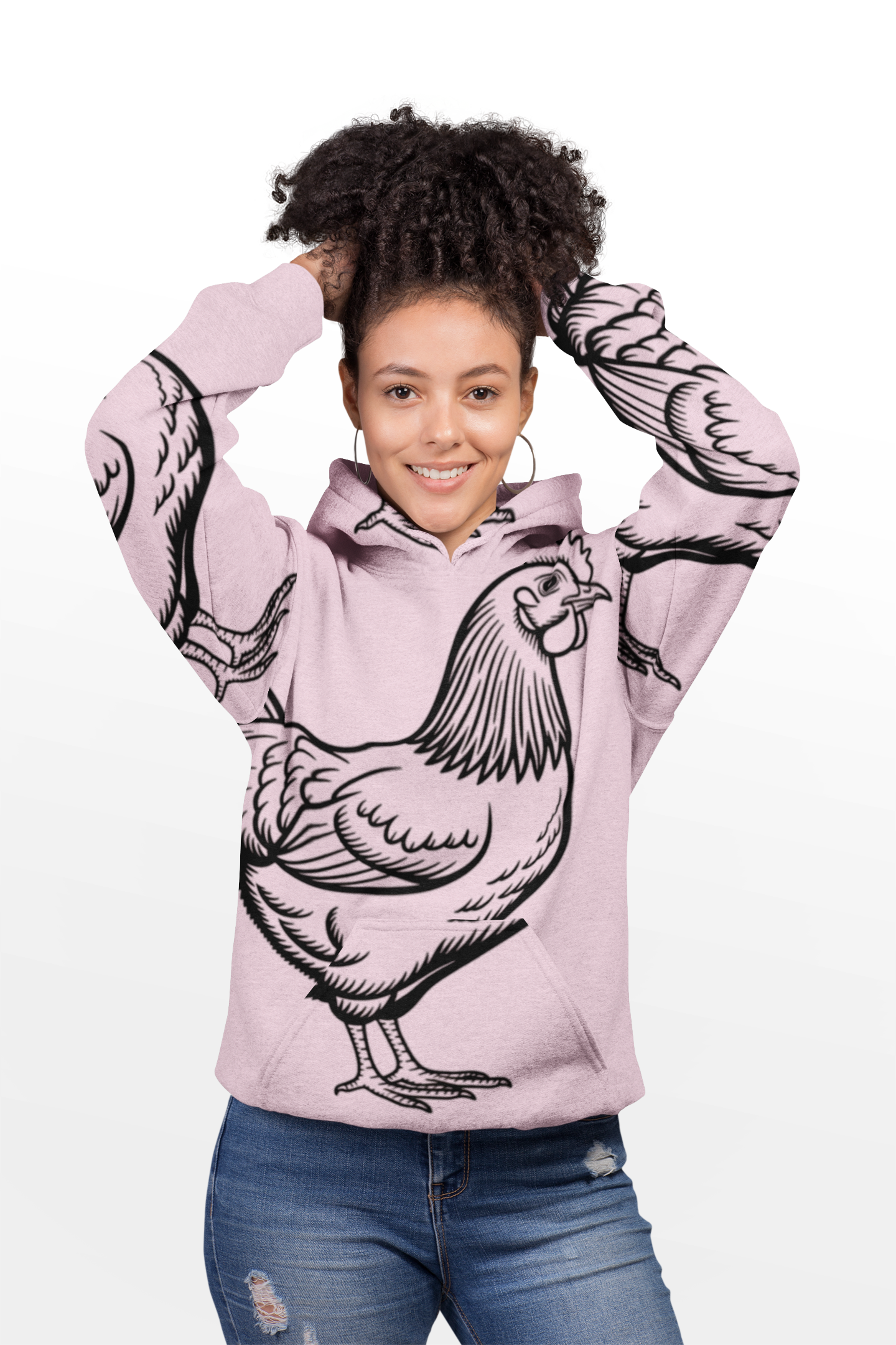 Chicken Line Art Hoodie — Minimal Farmhouse Poultry Graphic