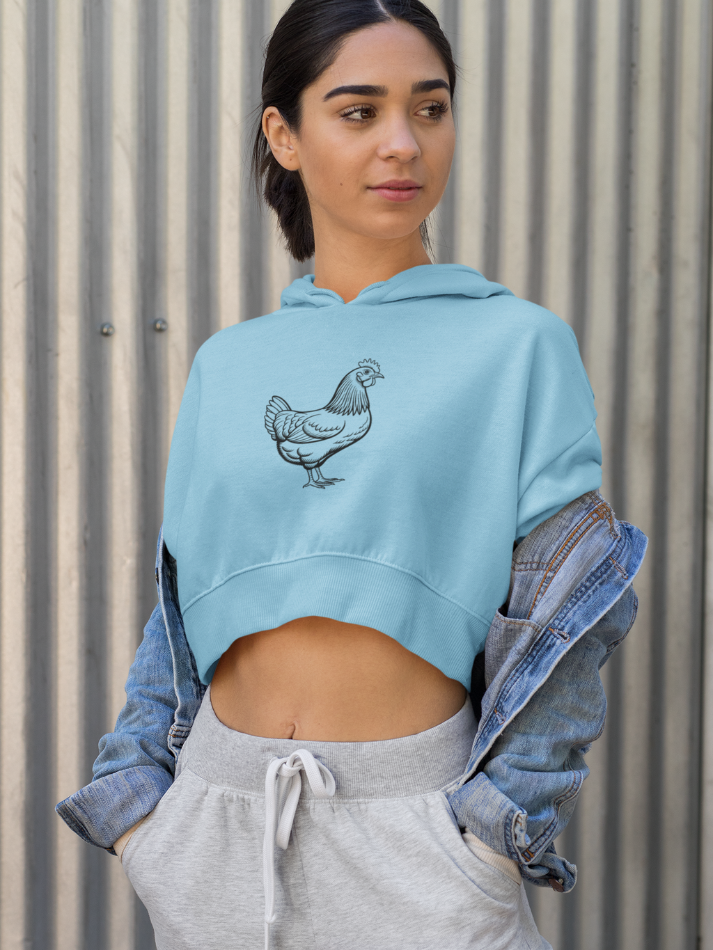 Chicken Line Art Hoodie — Minimal Farmhouse Poultry Graphic