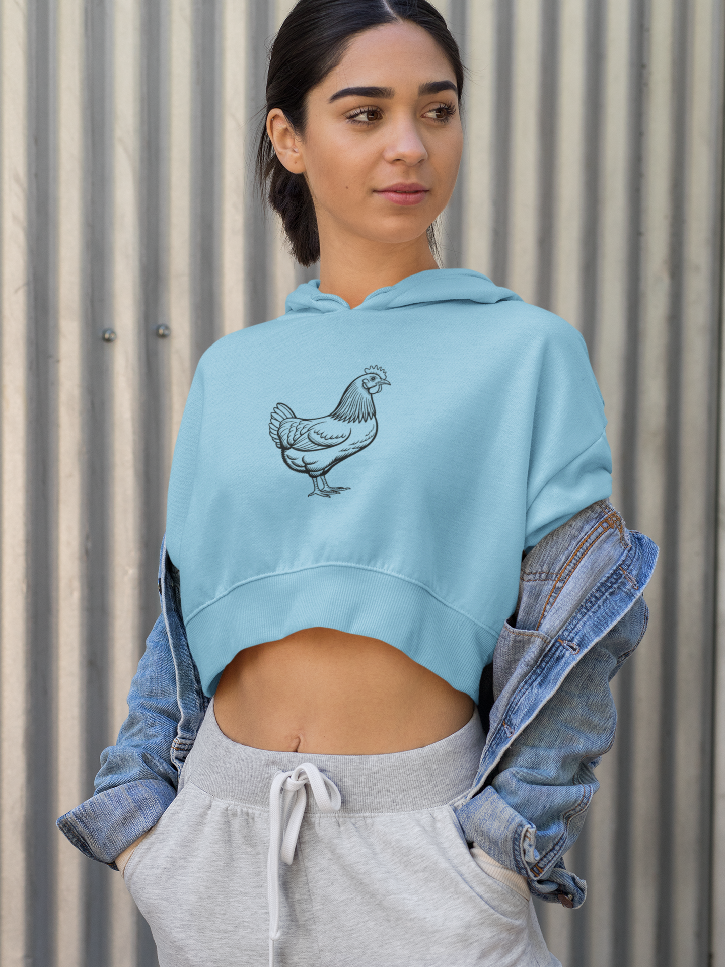 Chicken Line Art Hoodie — Minimal Farmhouse Poultry Graphic
