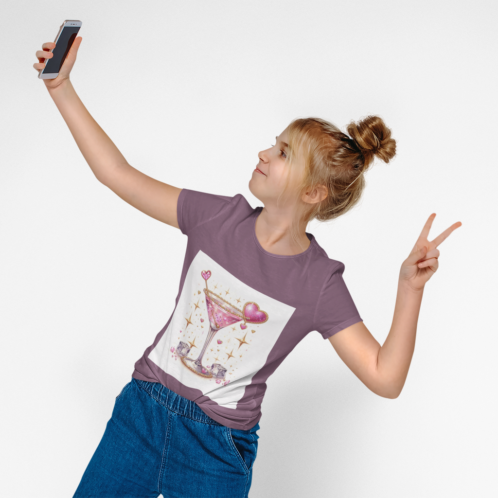 Sparkling Pink Martini T-Shirt — Glitter Cocktail Graphic Tee