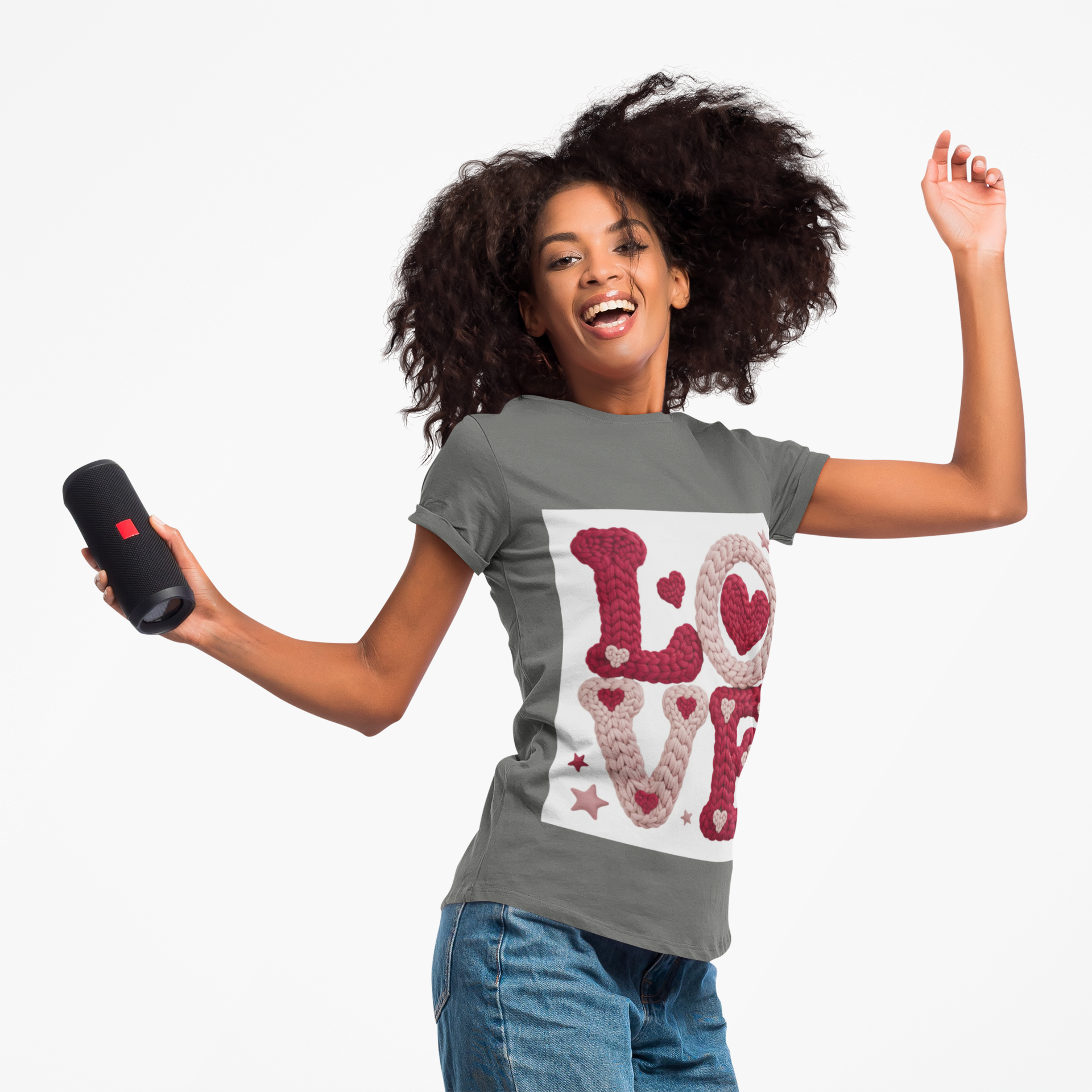 Love Knit Graphic T-Shirt — Valentine’s Day Heart Design
