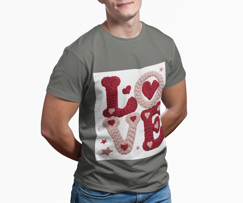 Love Knit Graphic T-Shirt — Valentine’s Day Heart Design