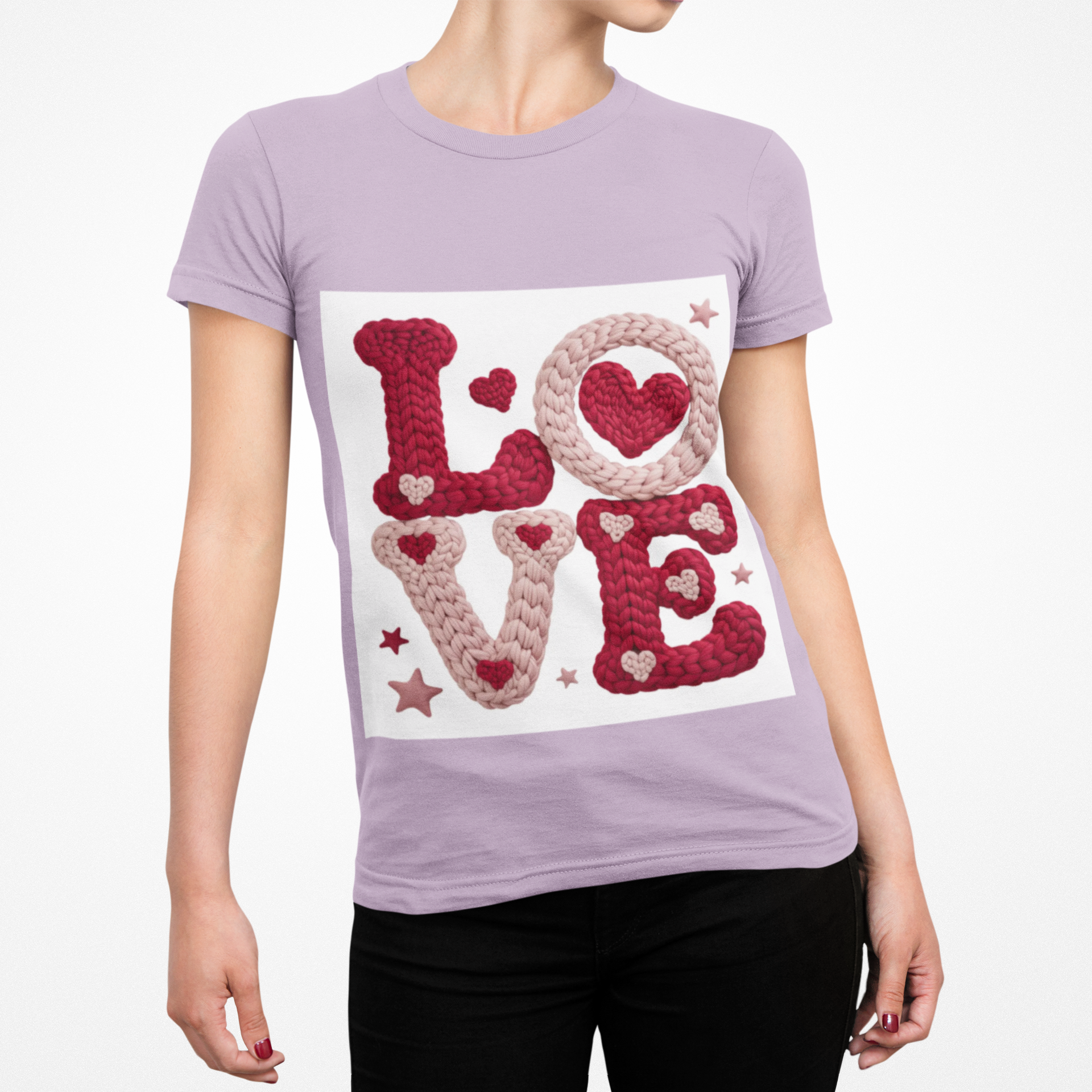 Love Knit Graphic T-Shirt — Valentine’s Day Heart Design