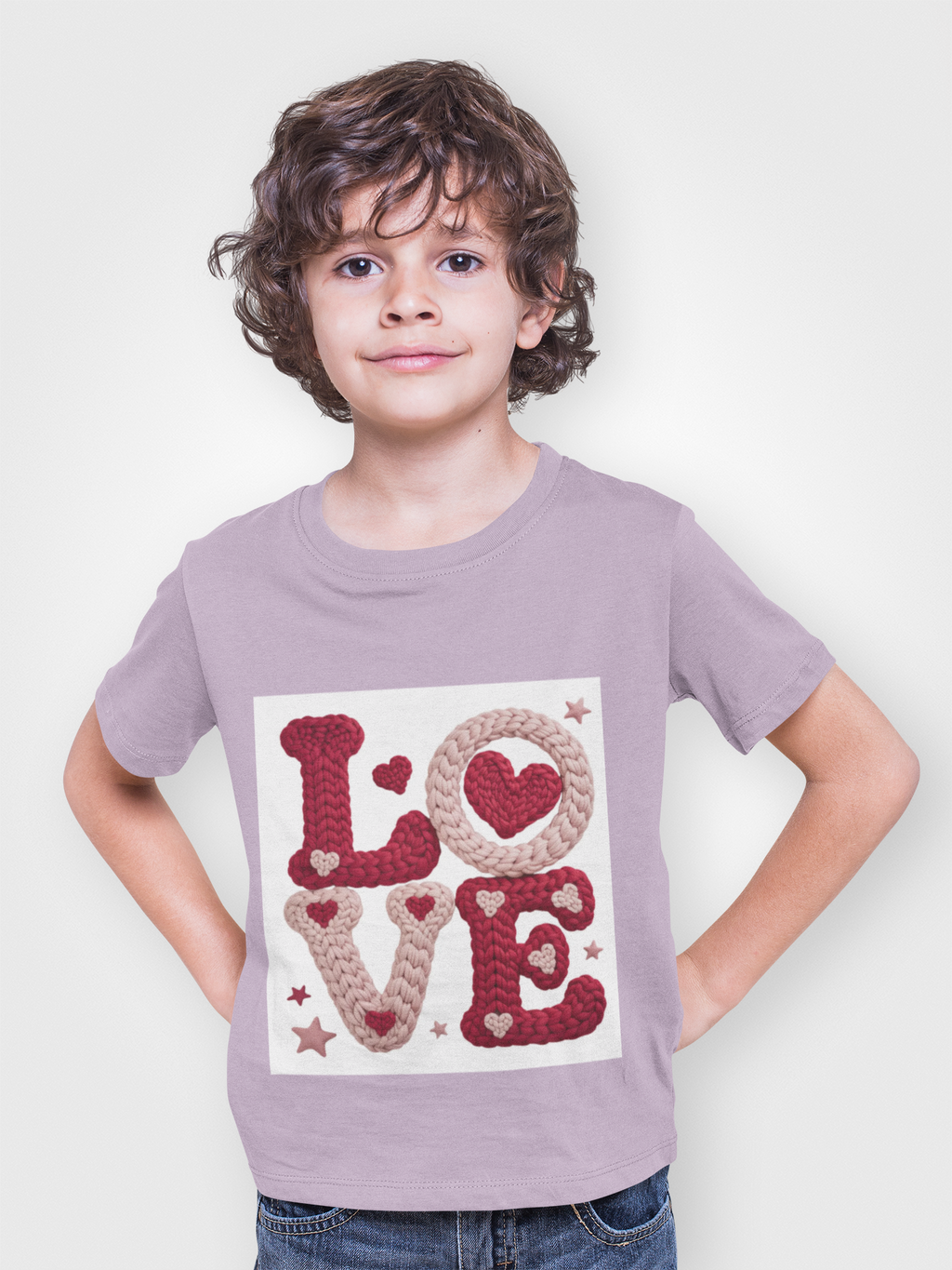 Love Knit Graphic T-Shirt — Valentine’s Day Heart Design