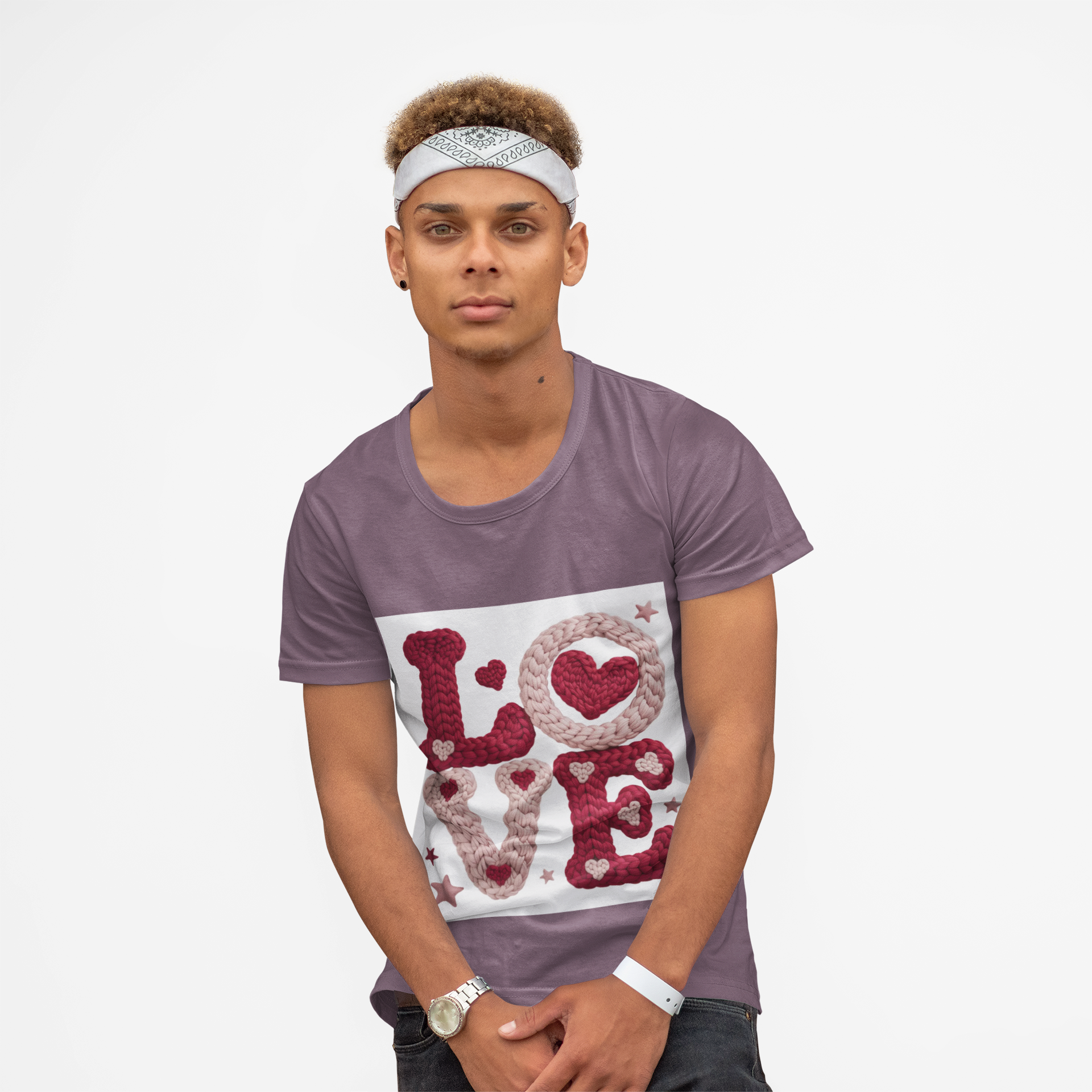 Love Knit Graphic T-Shirt — Valentine’s Day Heart Design