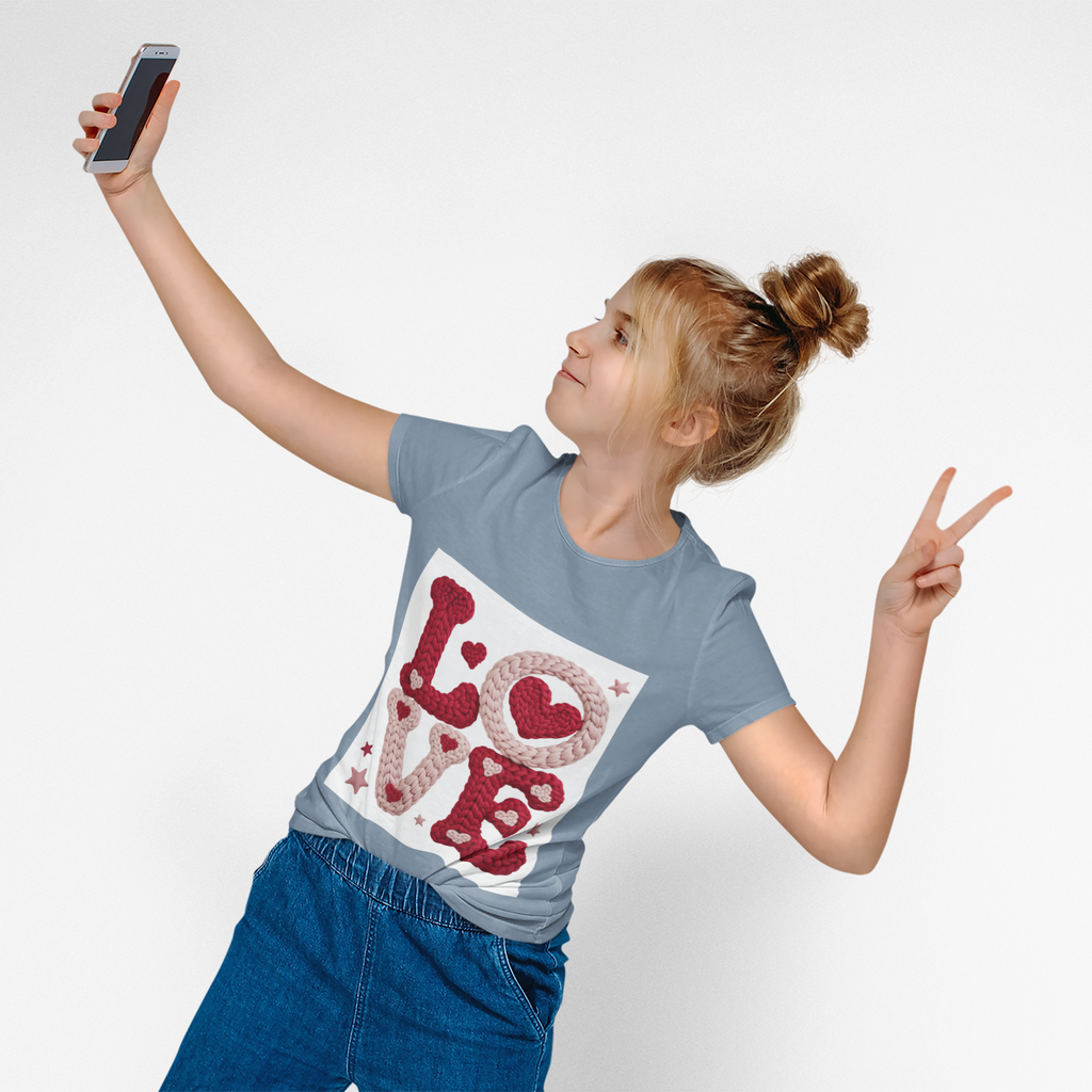 Love Knit Graphic T-Shirt — Valentine’s Day Heart Design