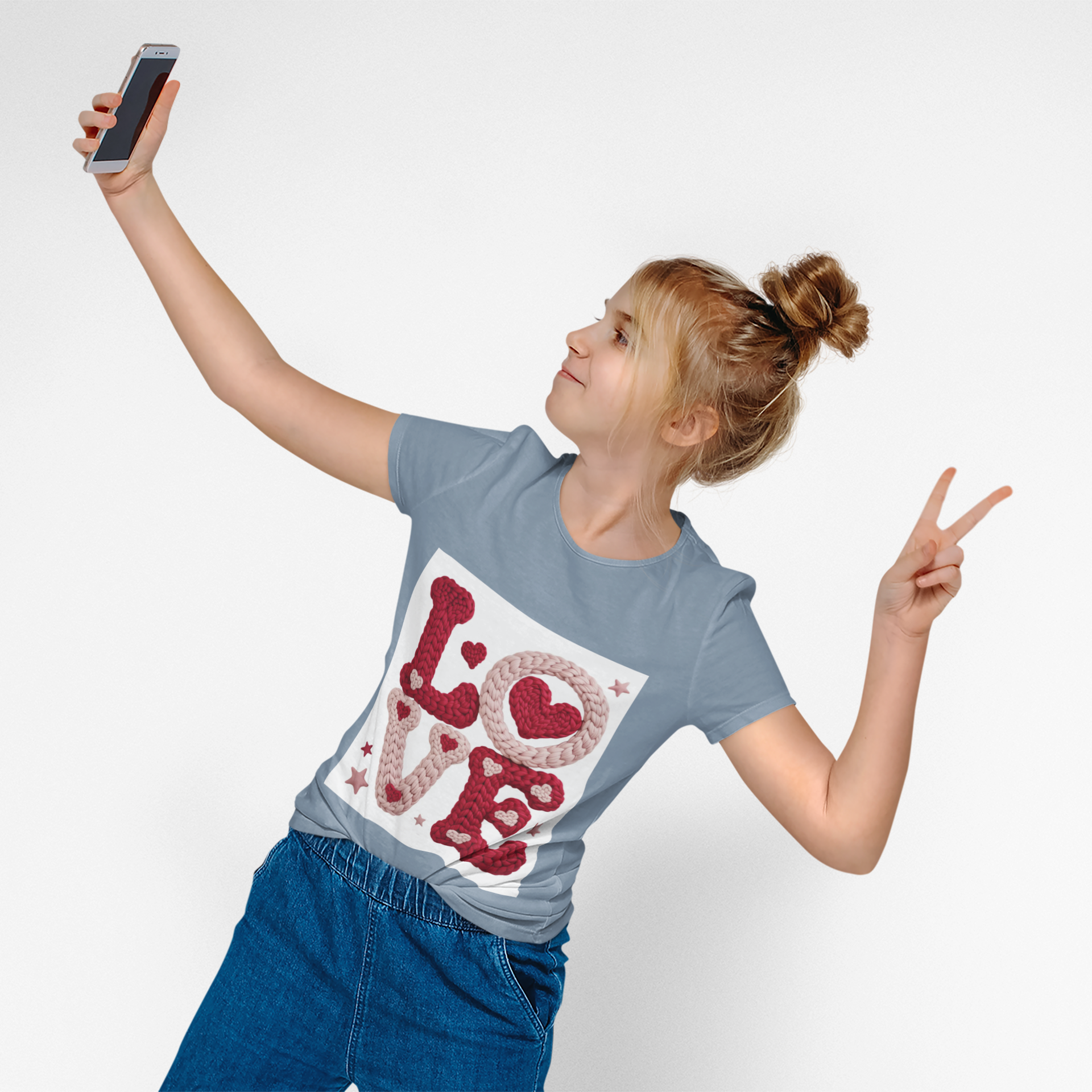 Love Knit Graphic T-Shirt — Valentine’s Day Heart Design