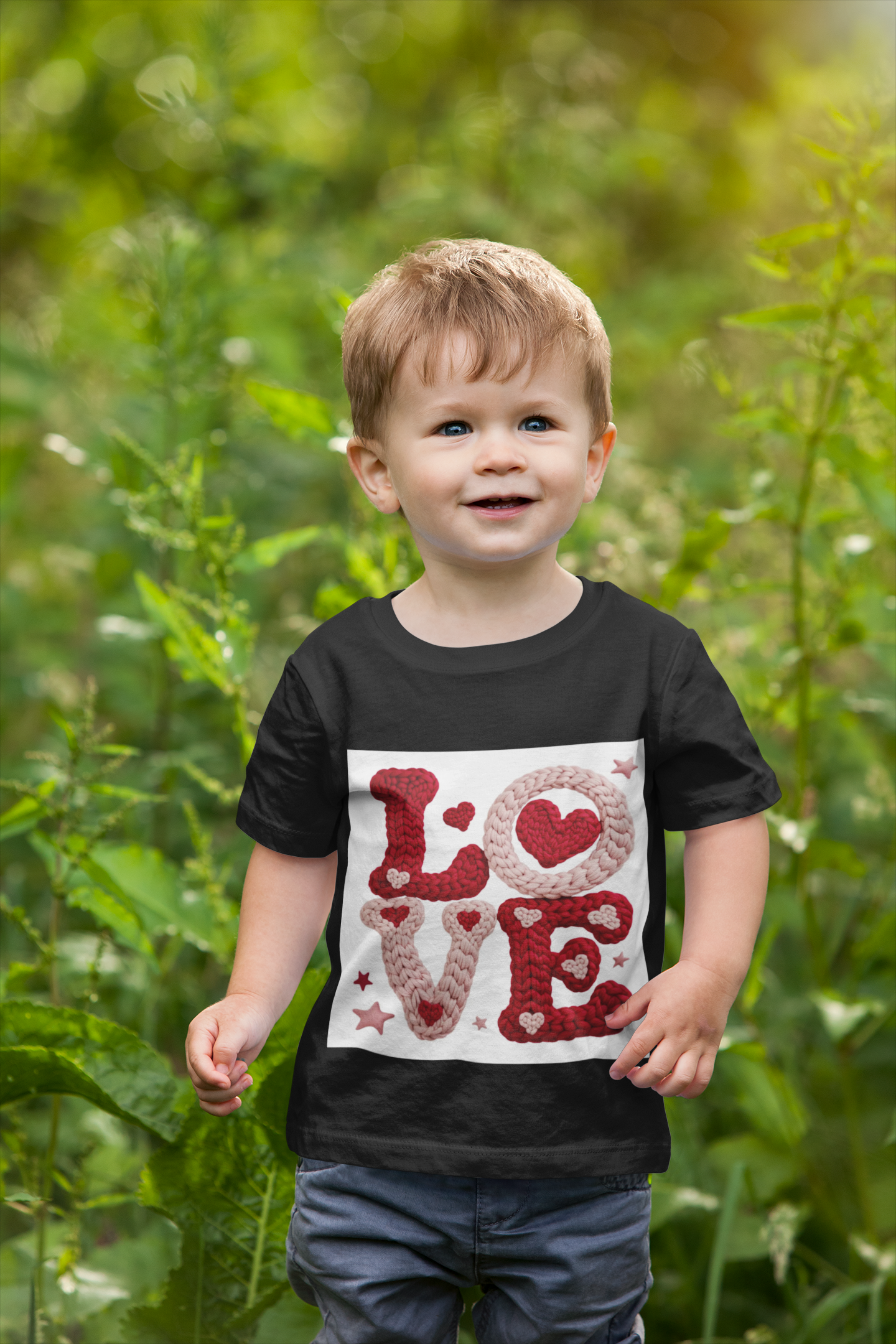 Love Knit Graphic T-Shirt — Valentine’s Day Heart Design