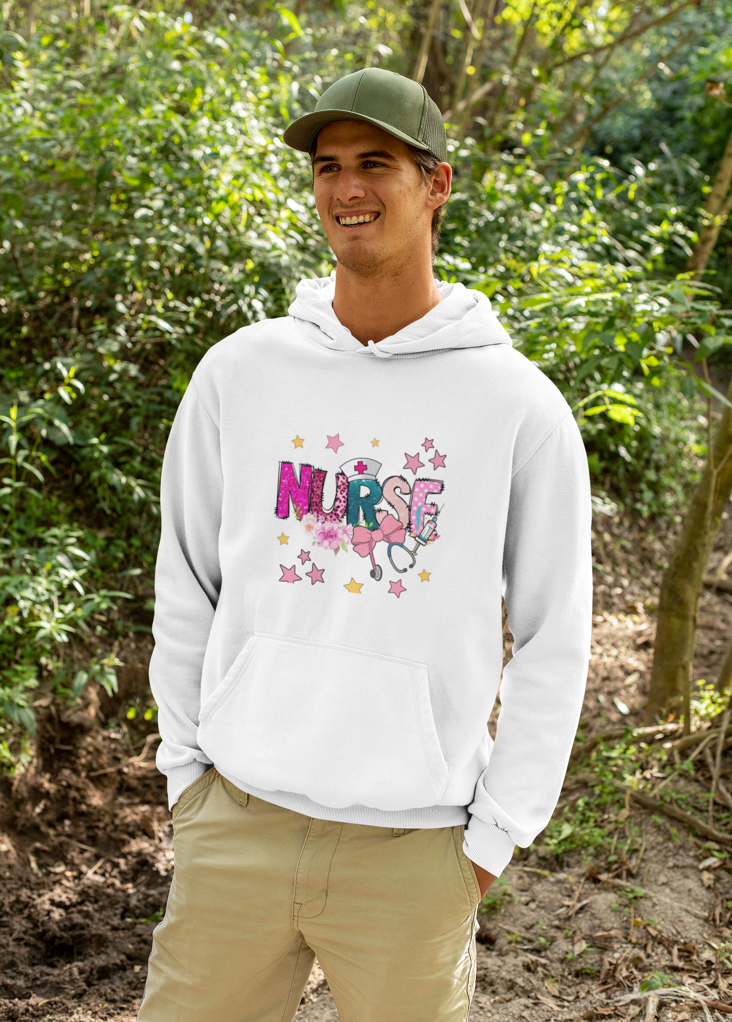 Nurse Stethoscope Stars Hoodie — Cute Floral Nursing Appreciation Gift