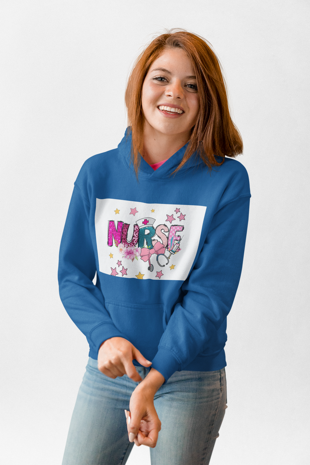 Nurse Stethoscope Stars Hoodie — Cute Floral Nursing Appreciation Gift