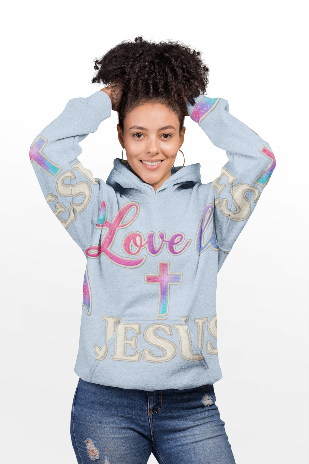 Love Like Jesus Hoodie — Faith-Based Christian Pullover with Cross Design