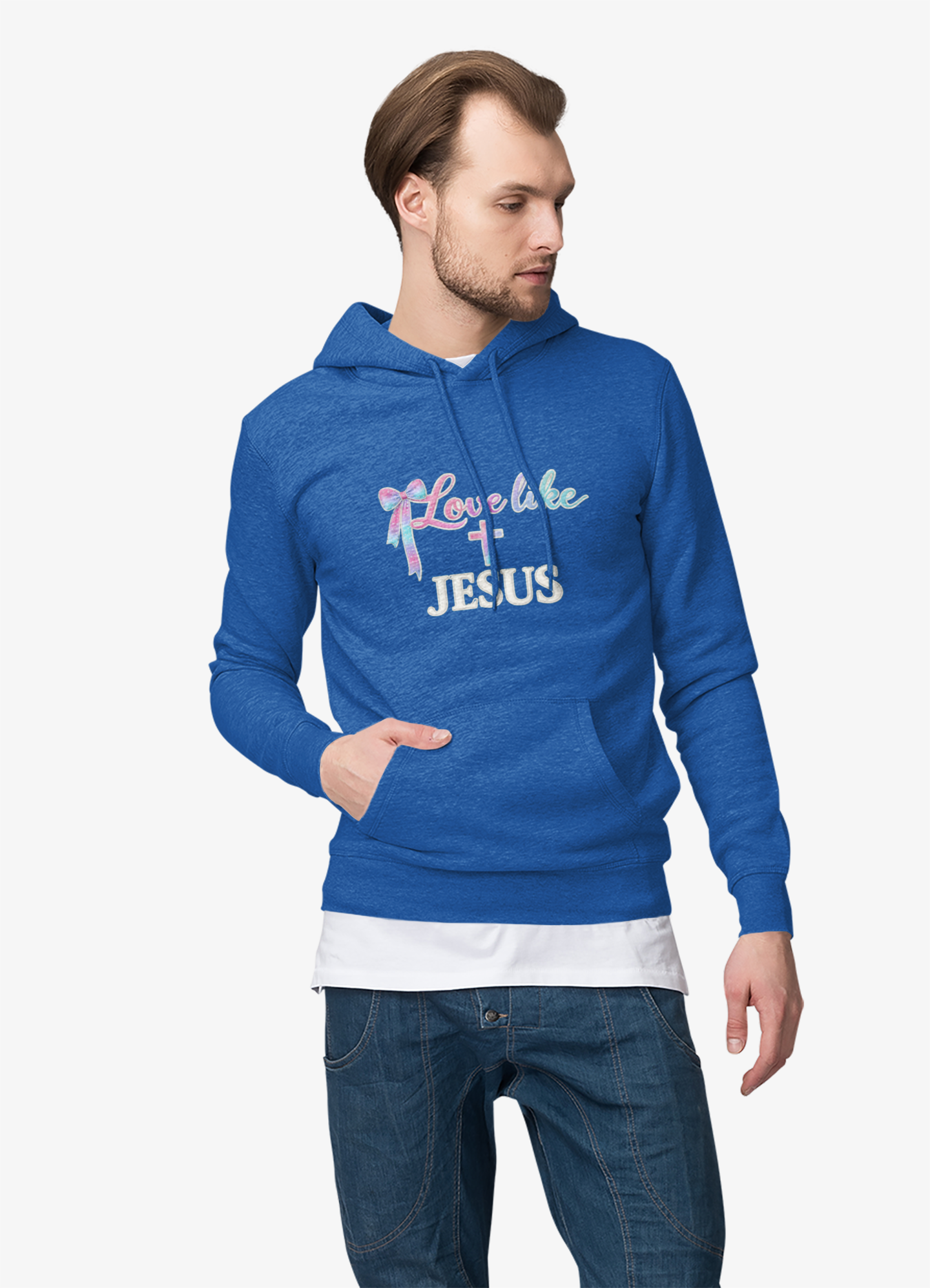 Love Like Jesus Hoodie — Faith-Based Christian Pullover with Cross Design