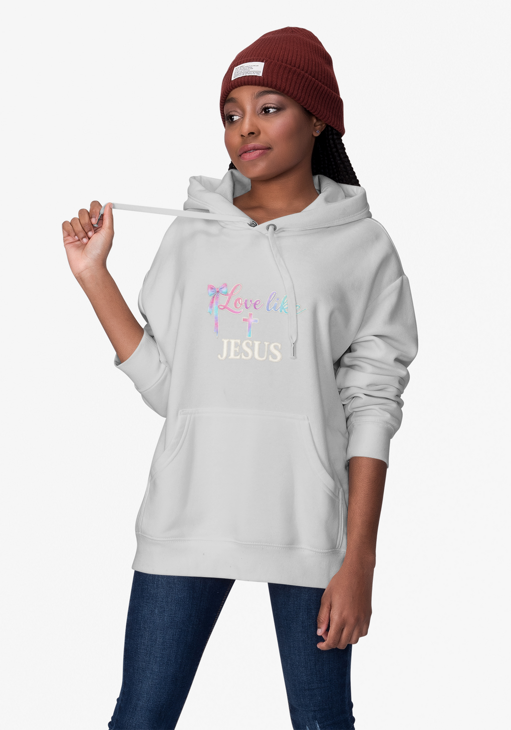 Love Like Jesus Hoodie — Faith-Based Christian Pullover with Cross Design