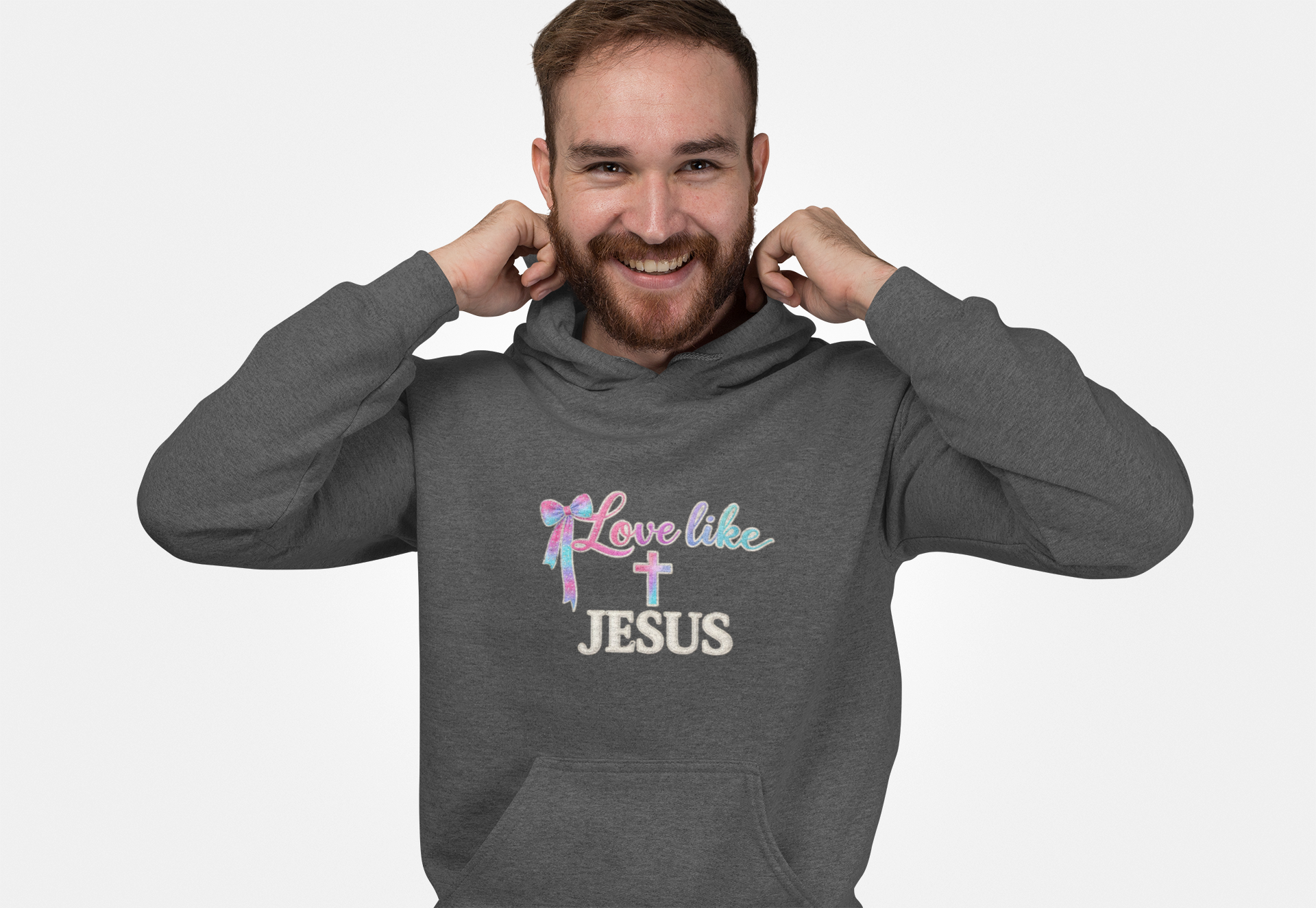 Love Like Jesus Hoodie — Faith-Based Christian Pullover with Cross Design