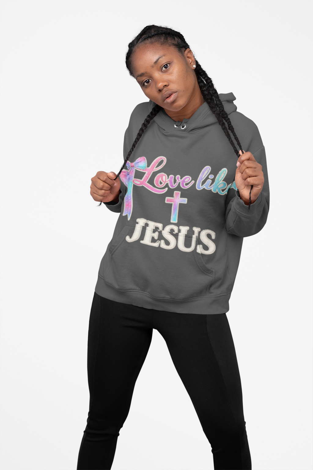 Love Like Jesus Hoodie — Faith-Based Christian Pullover with Cross Design