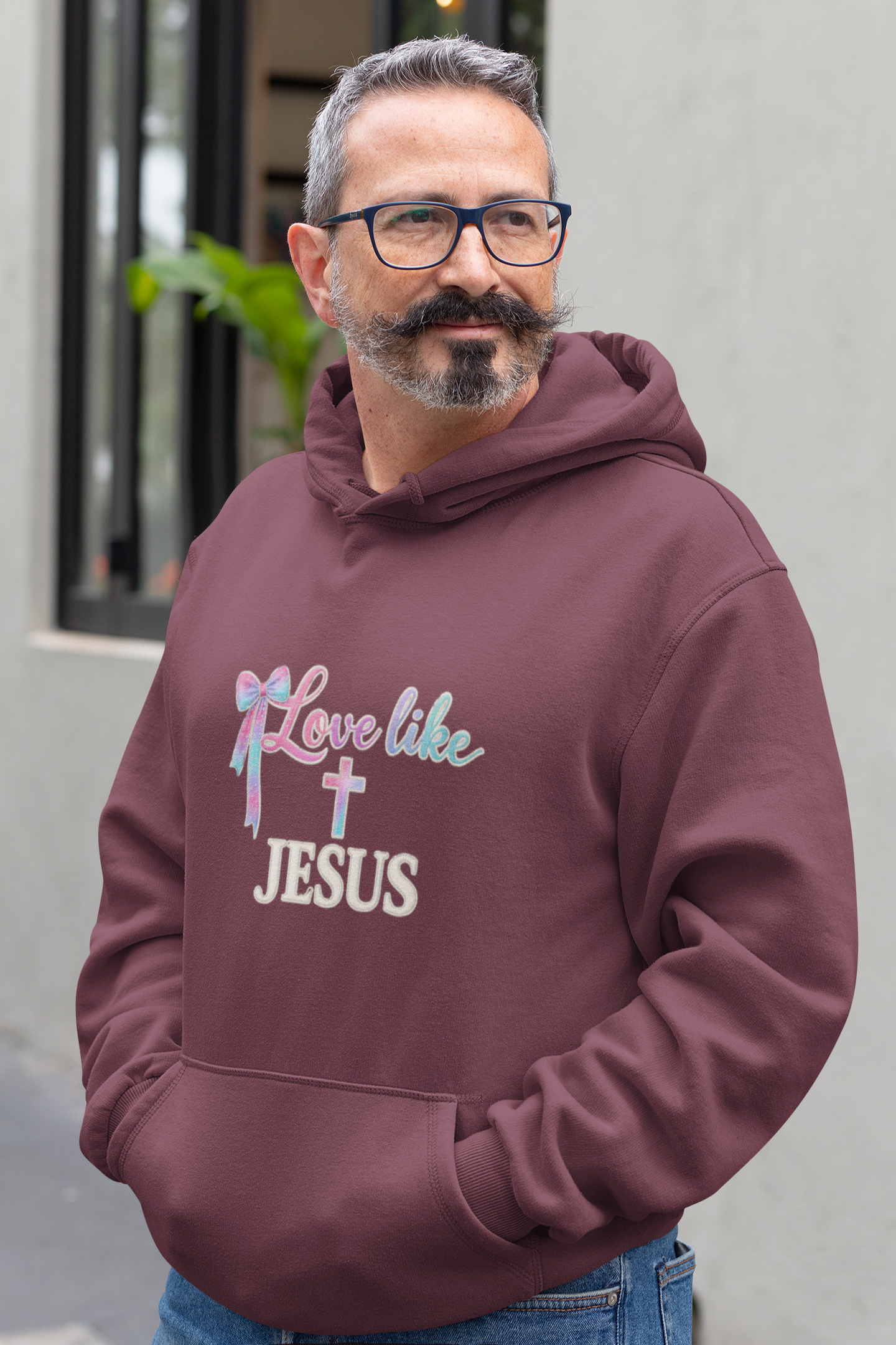 Love Like Jesus Hoodie — Faith-Based Christian Pullover with Cross Design