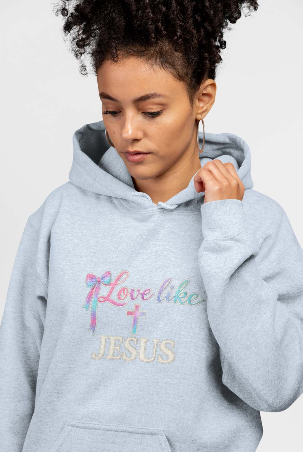Love Like Jesus Hoodie — Faith-Based Christian Pullover with Cross Design