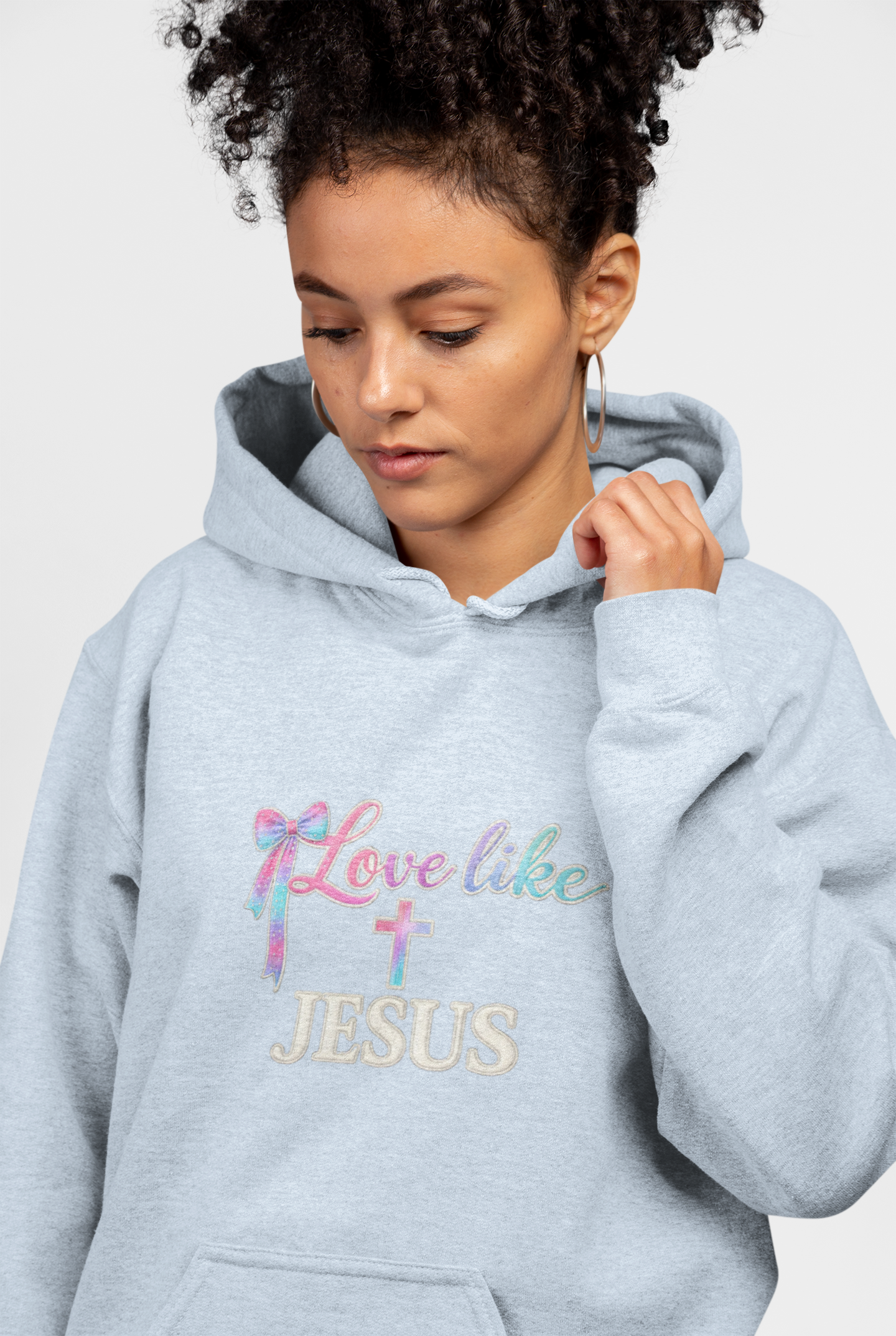 Love Like Jesus Hoodie — Faith-Based Christian Pullover with Cross Design