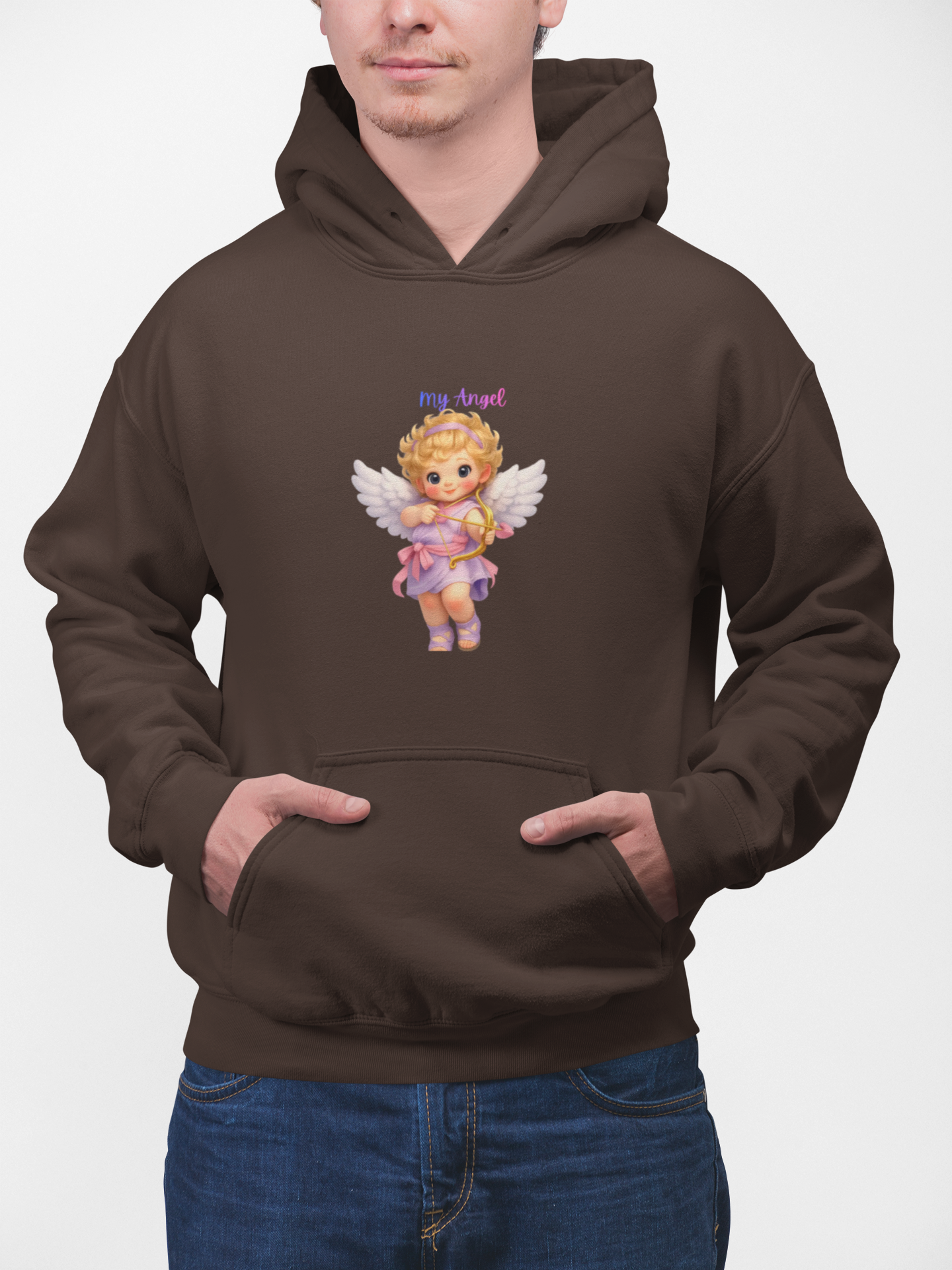 Angel Cherub Hoodie — 'Pray Hard' Cute Vintage Baby Angel Pullover