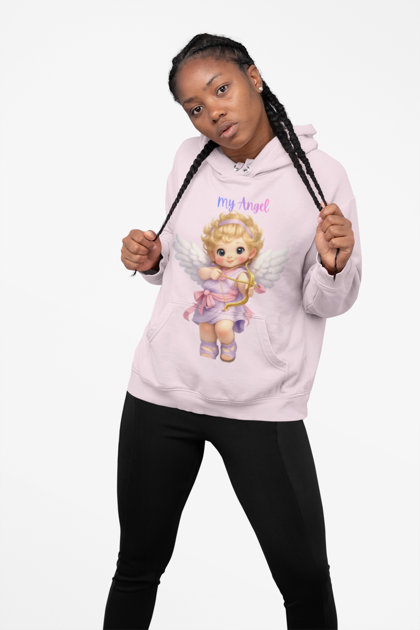 Angel Cherub Hoodie — 'Pray Hard' Cute Vintage Baby Angel Pullover