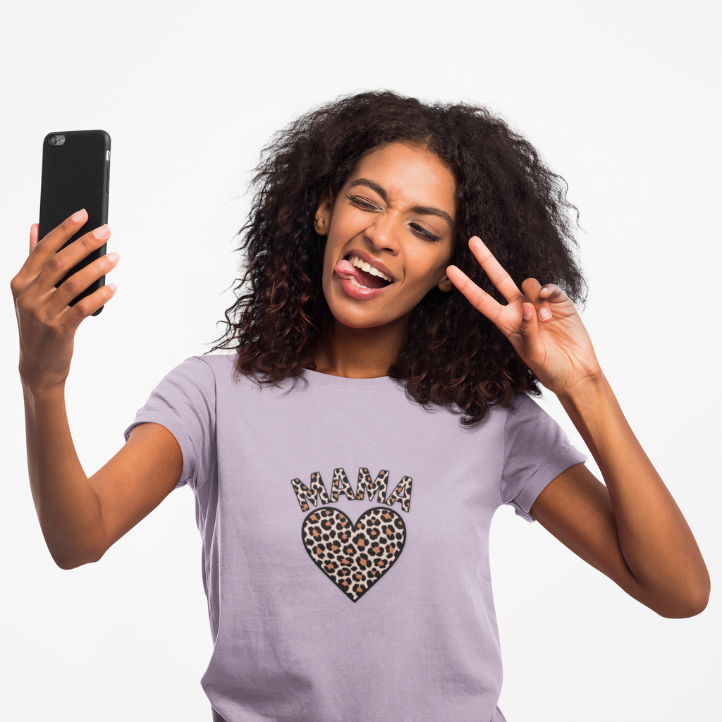 Mama Leopard Heart T-Shirt — Women's Mom Tee for Mother's Day & Everyday