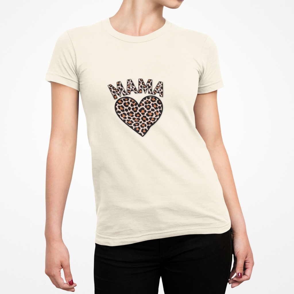 Mama Leopard Heart T-Shirt — Women's Mom Tee for Mother's Day & Everyday