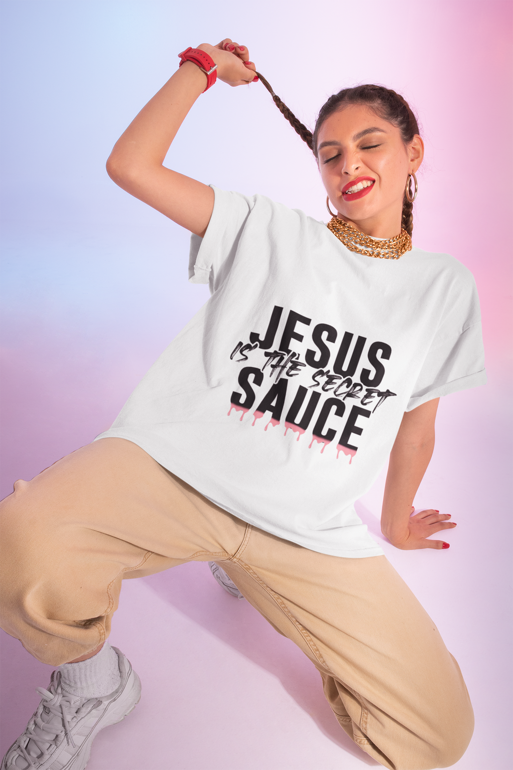 Long Sleeve Tee — "Jesus Is The Secret Sauce" Christian Graphic Shirt