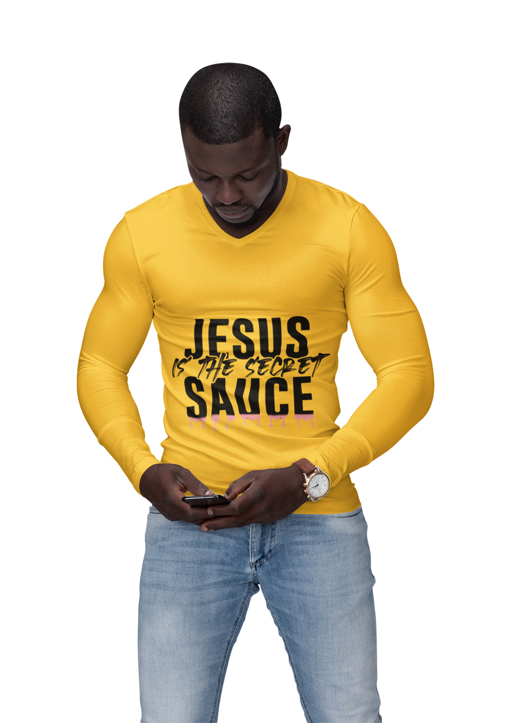 Long Sleeve Tee — "Jesus Is The Secret Sauce" Christian Graphic Shirt