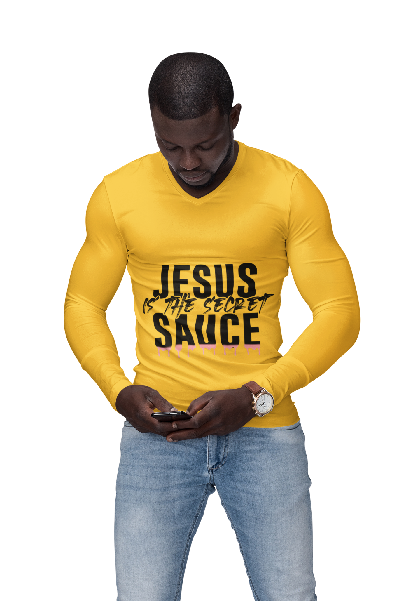 Long Sleeve Tee — "Jesus Is The Secret Sauce" Christian Graphic Shirt
