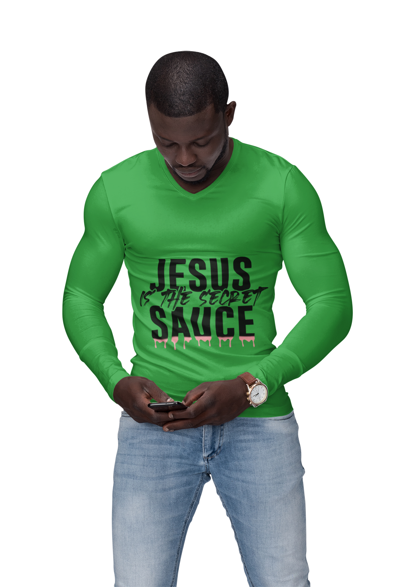 Long Sleeve Tee — "Jesus Is The Secret Sauce" Christian Graphic Shirt